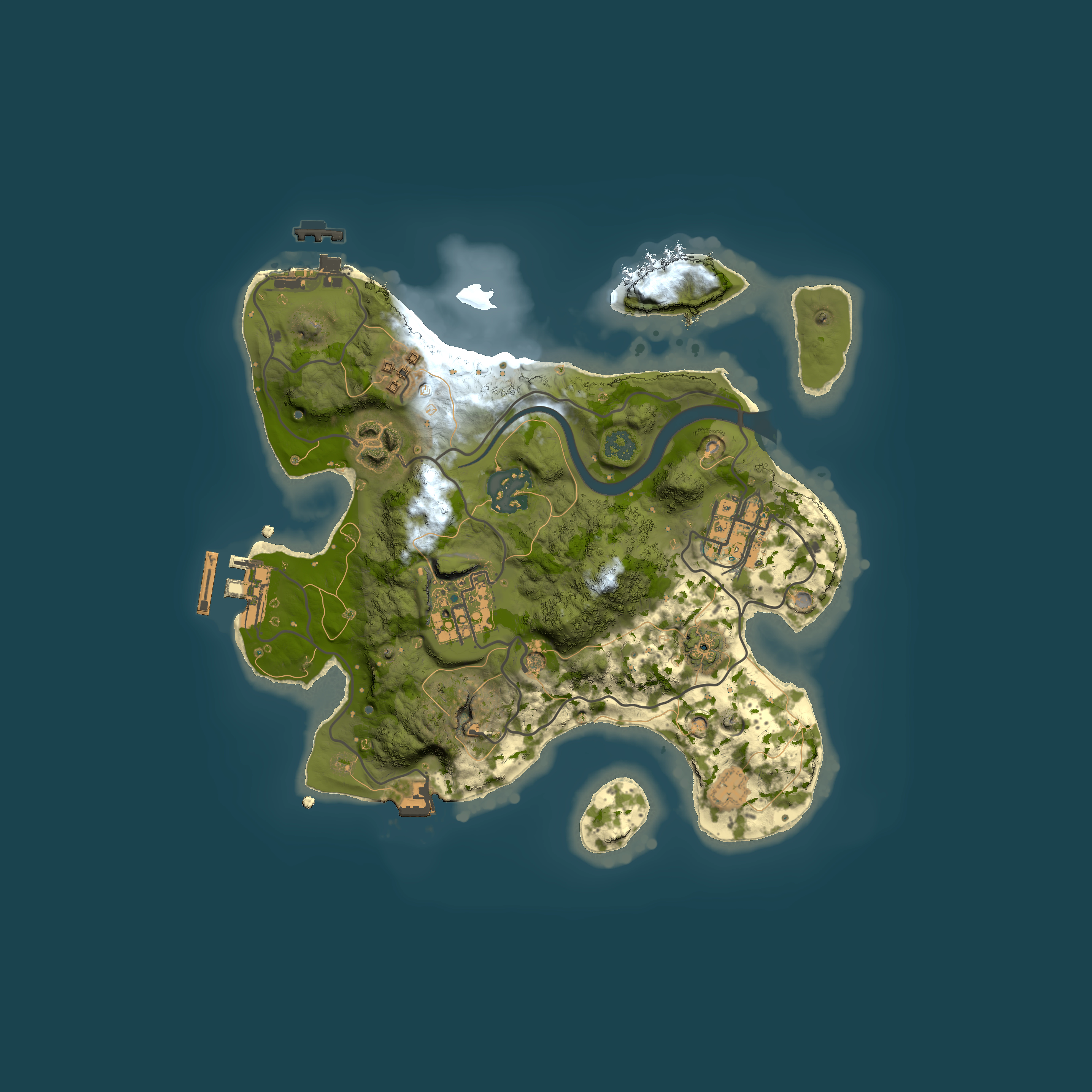 Full top-down render of Rust map seed 1085121863, 2500x2500m