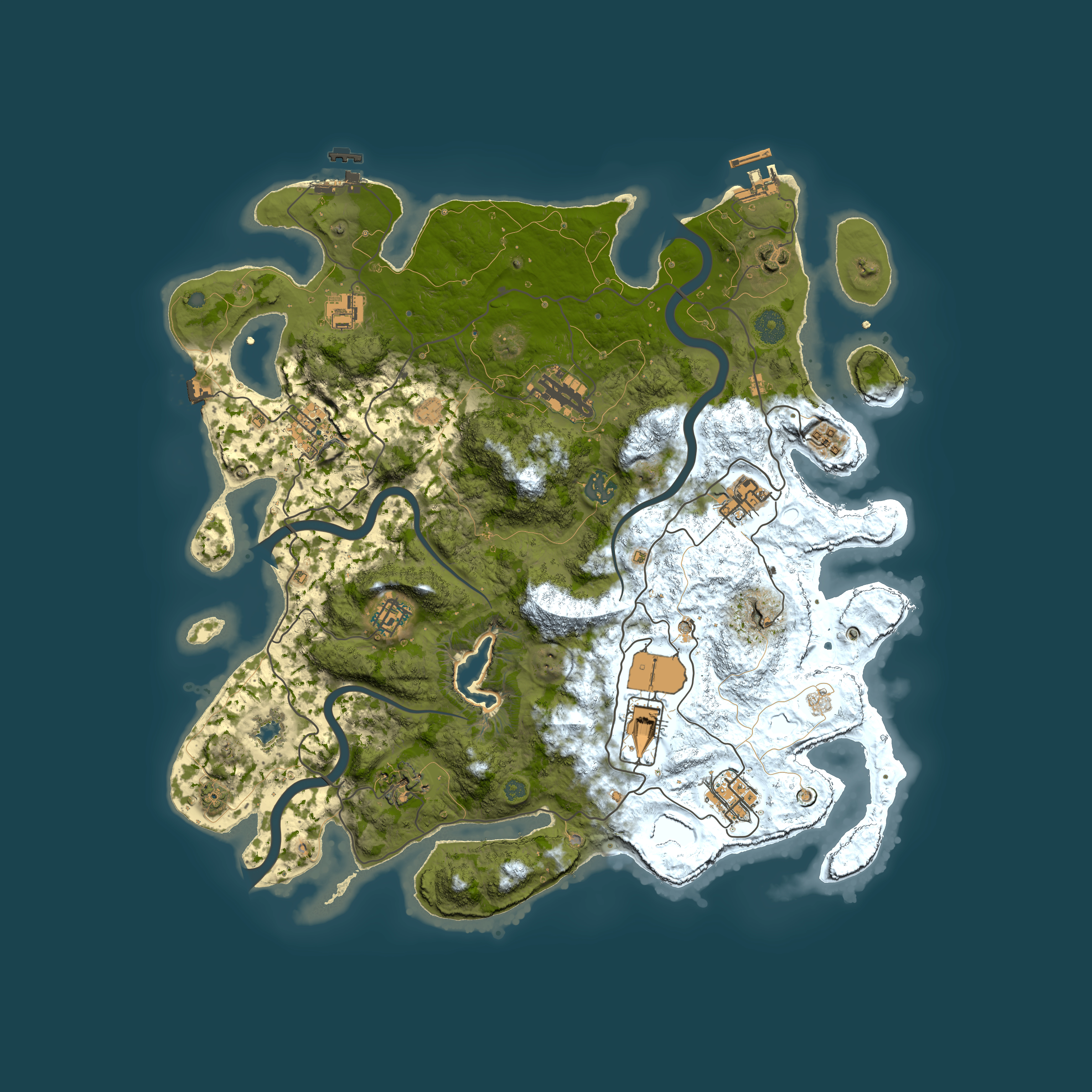 Full top-down render of Rust map seed 231410100, 4000x4000m