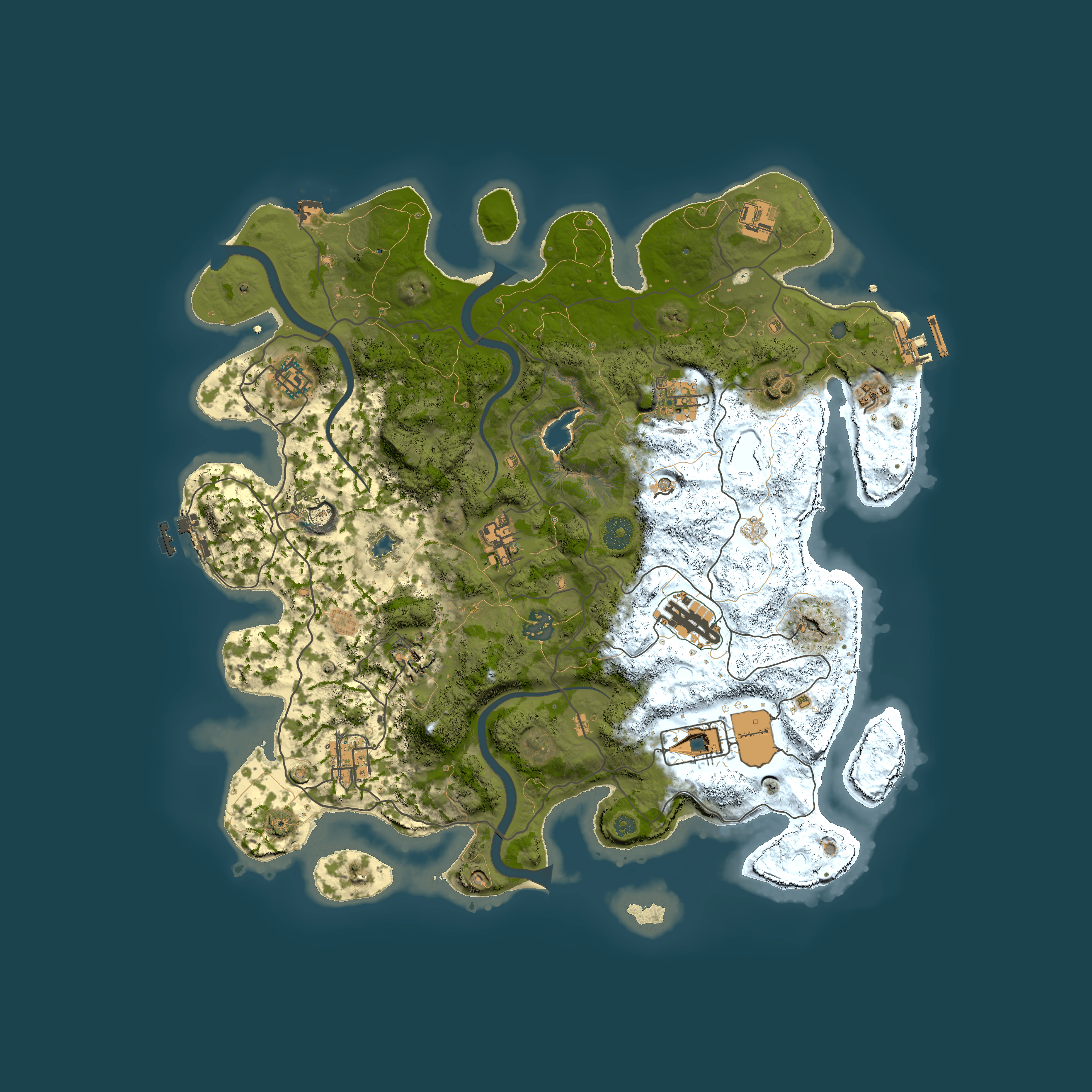 Full top-down render of Rust map seed 837237999, 4000x4000m