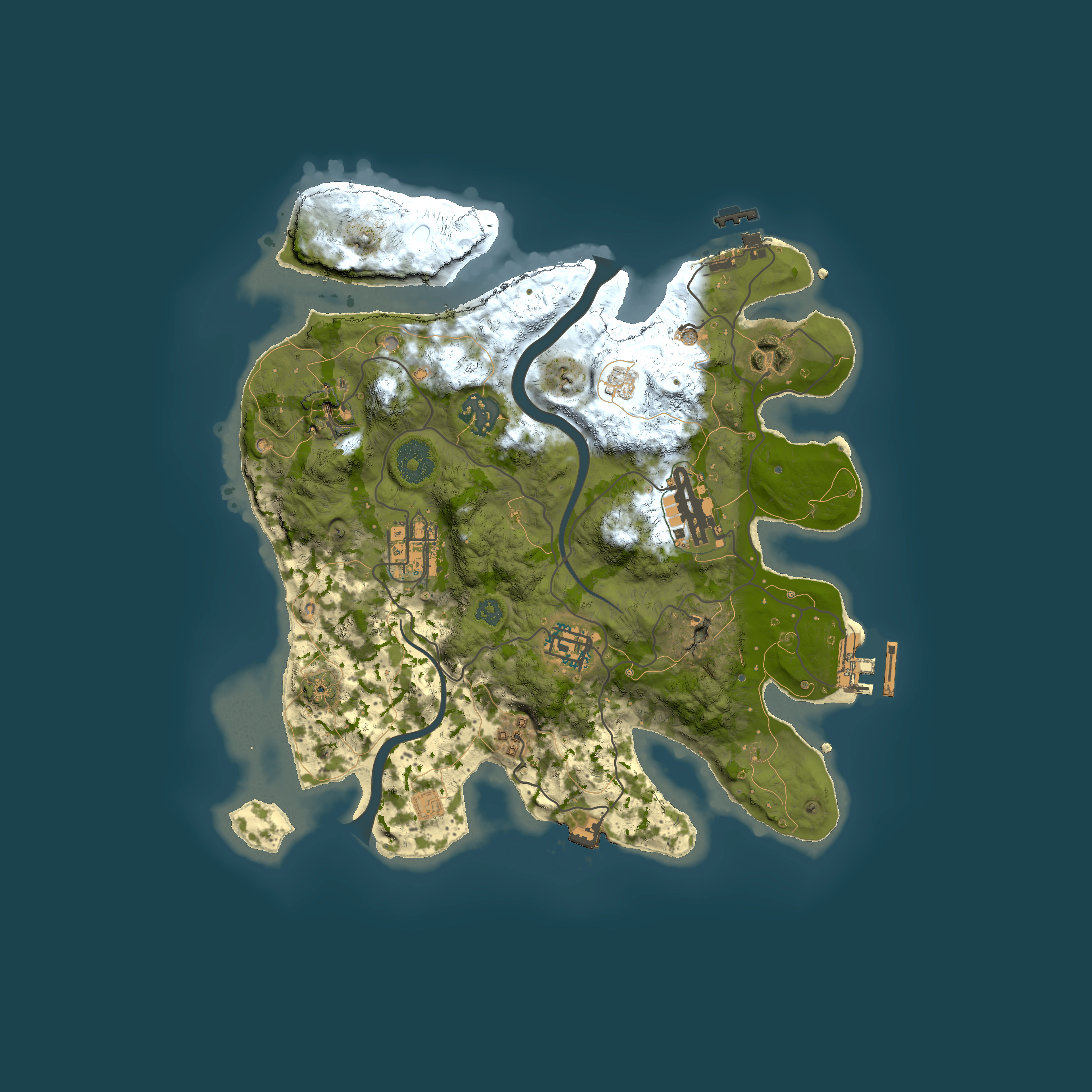 Full top-down render of Rust map seed 700114886, 3000x3000m