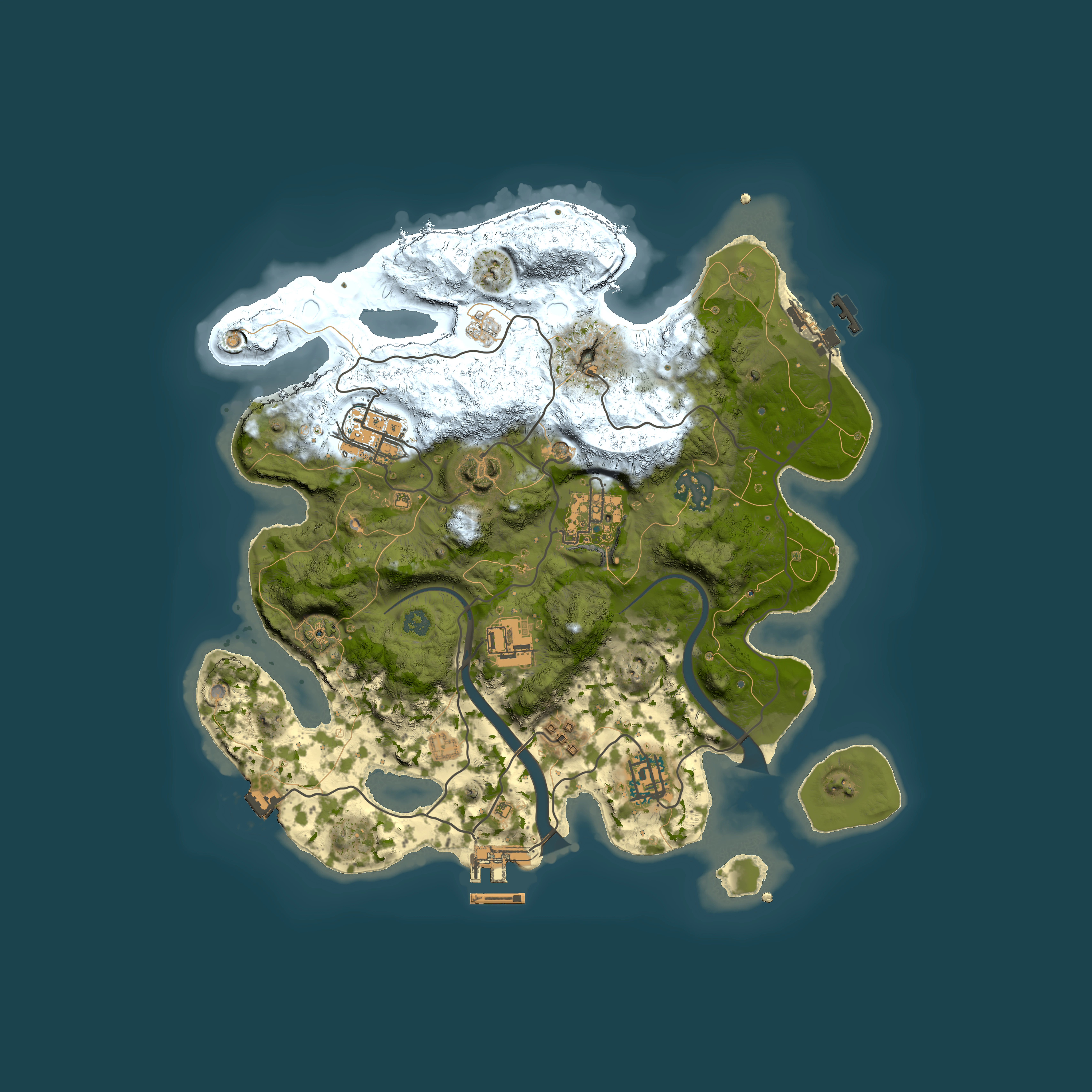 Full top-down render of Rust map seed 424674055, 3000x3000m