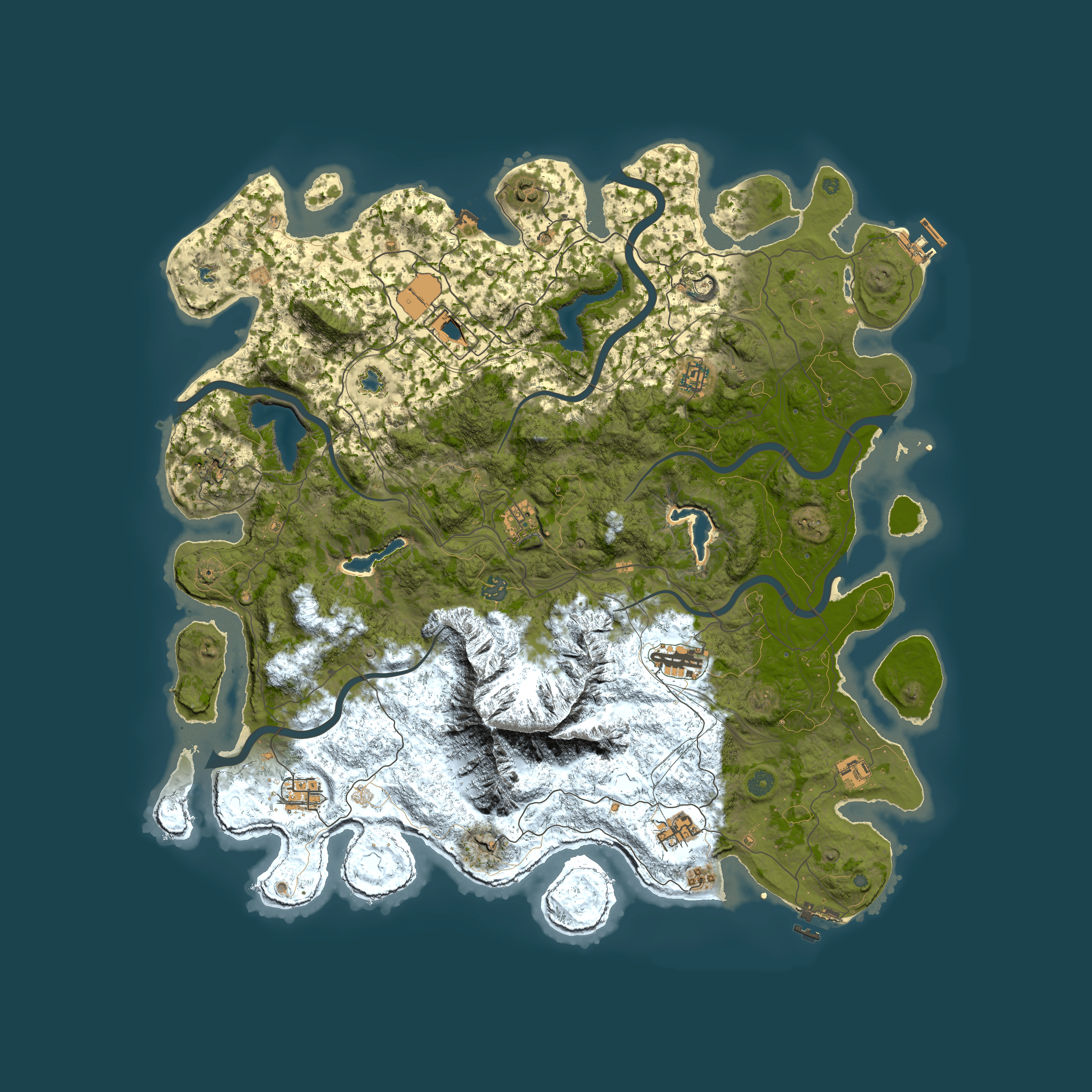 Full top-down render of Rust map seed 49658806, 5000x5000m