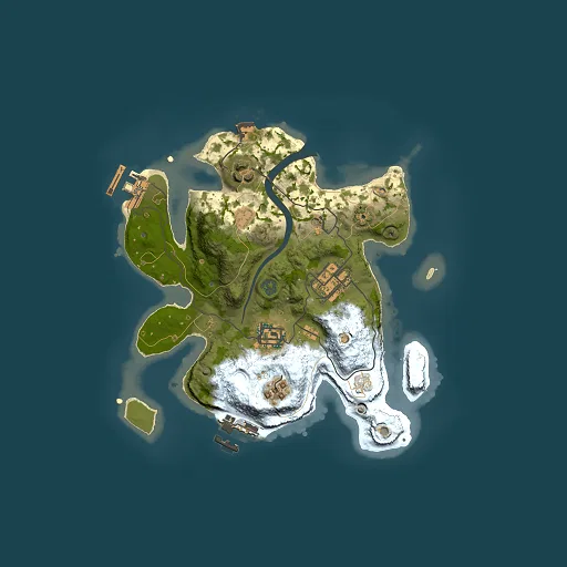 Rust map seed 1001590843, 2500x2500m top-down preview