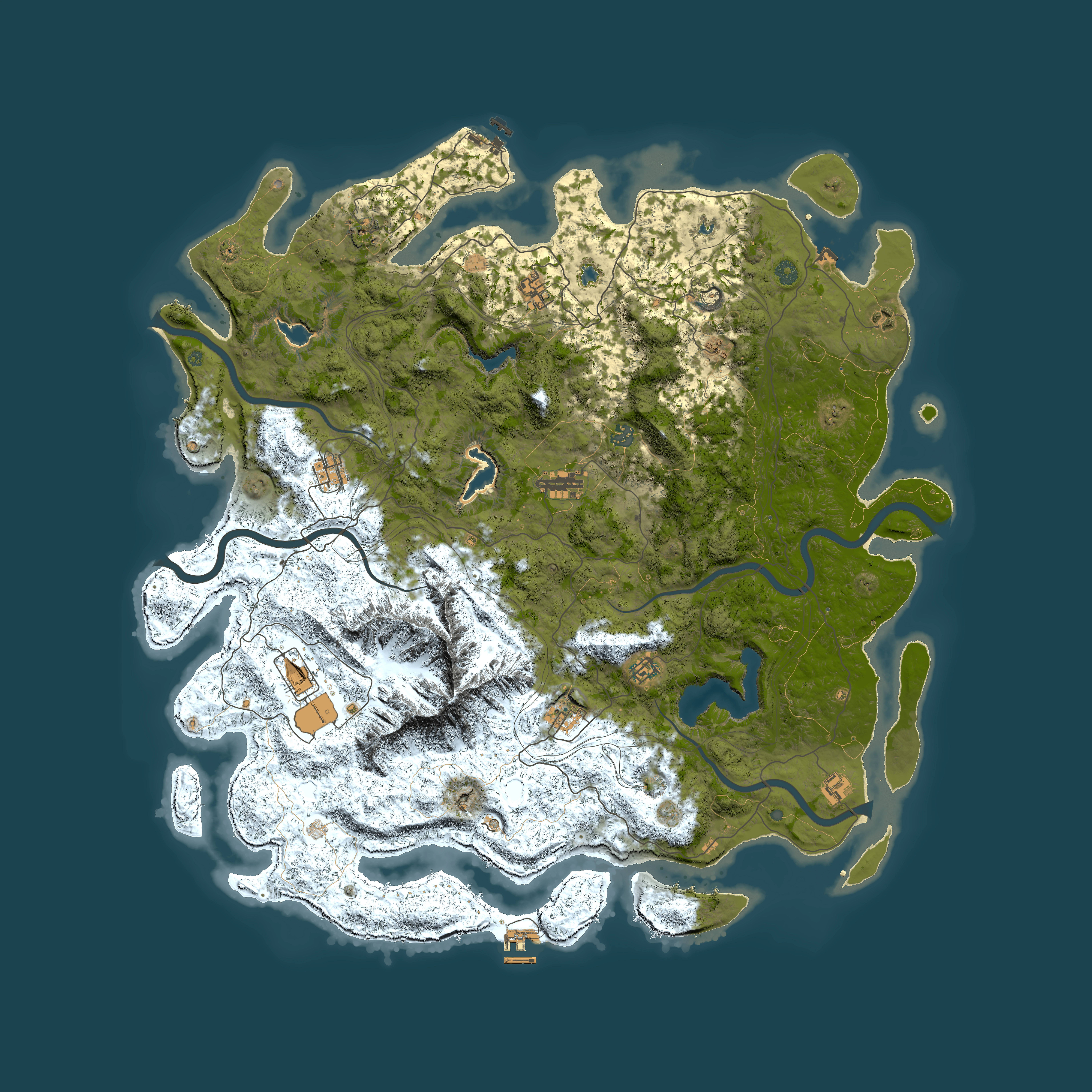 Full top-down render of Rust map seed 97978495, 5500x5500m