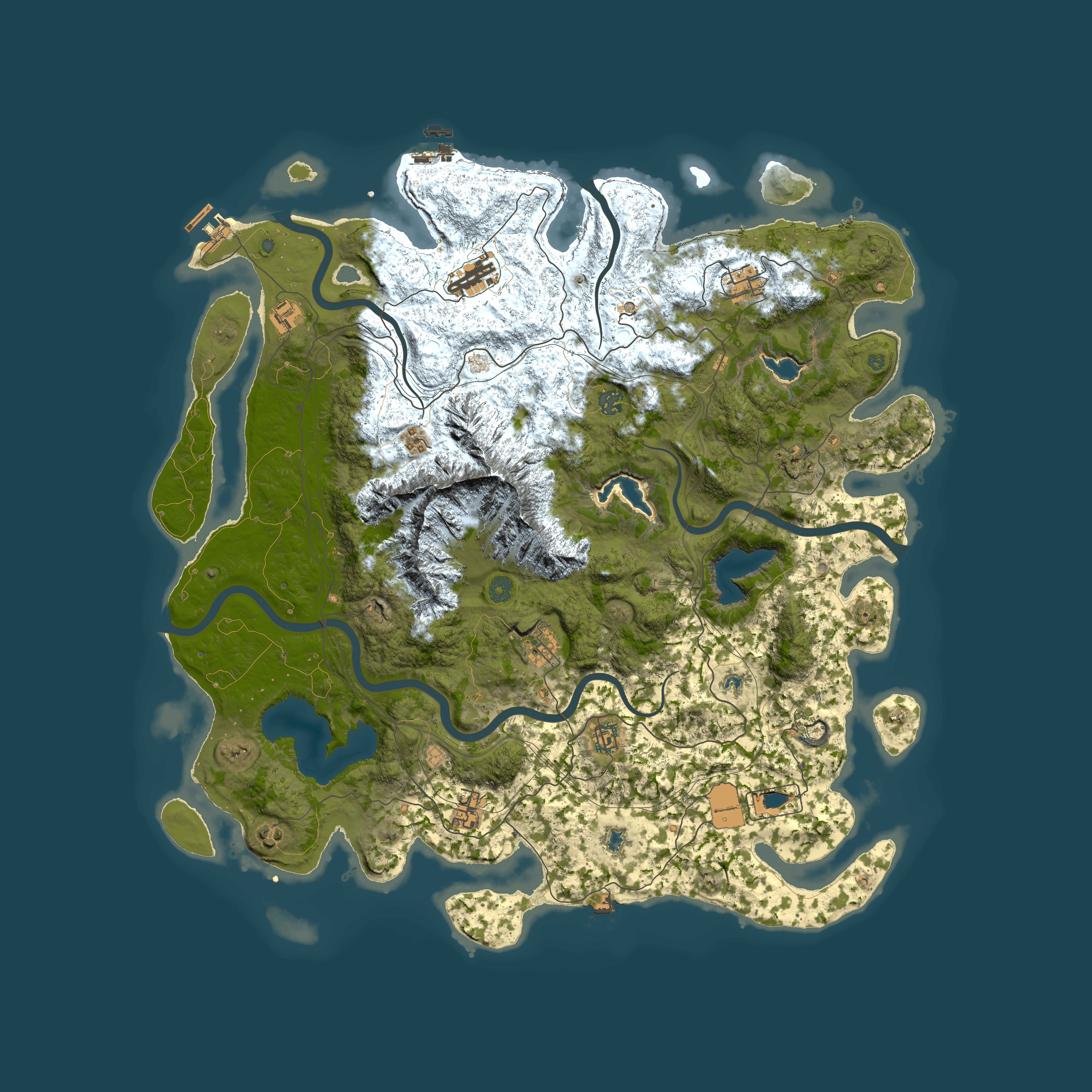 Full top-down render of Rust map seed 2032489622, 5000x5000m
