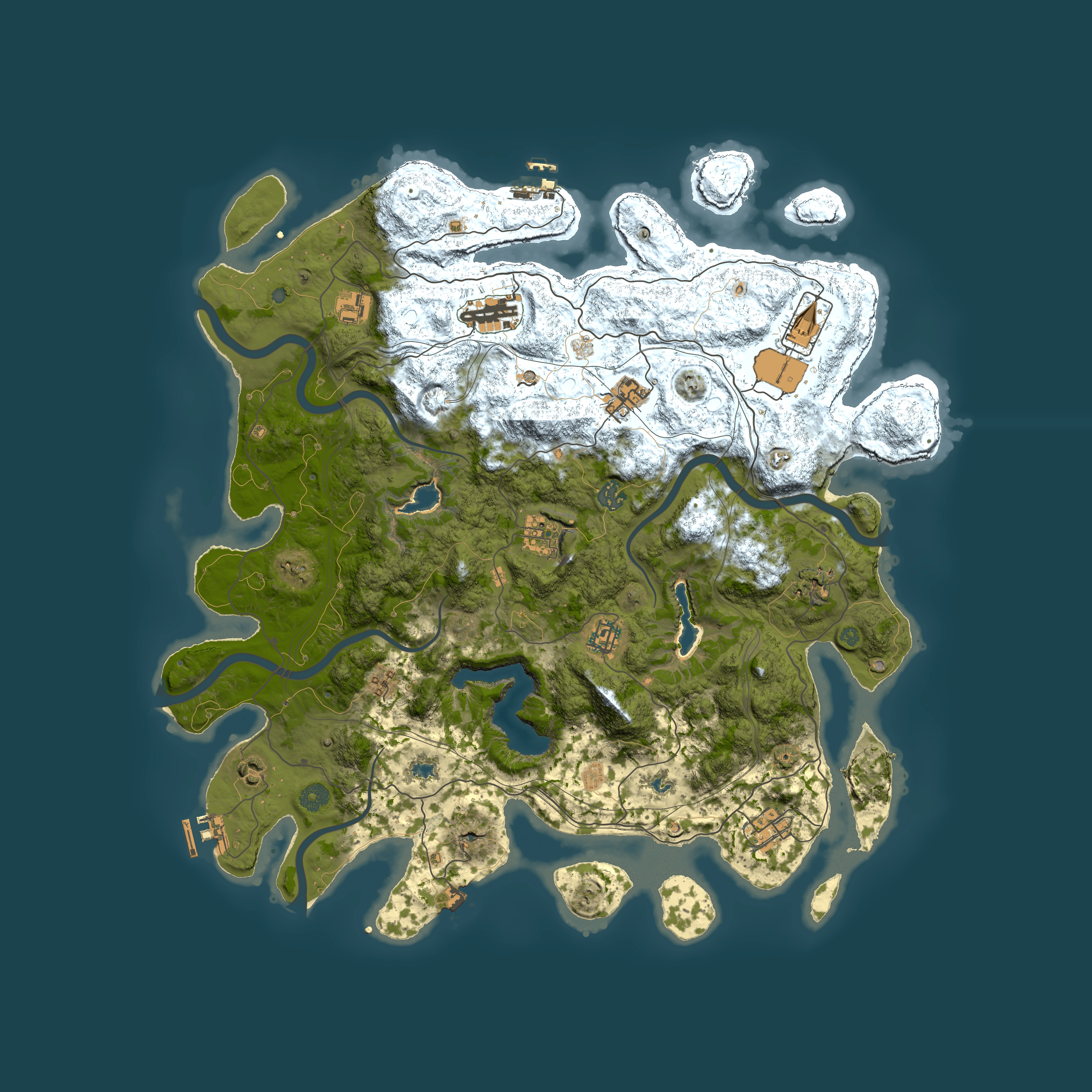 Full top-down render of Rust map seed 1864767912, 4500x4500m