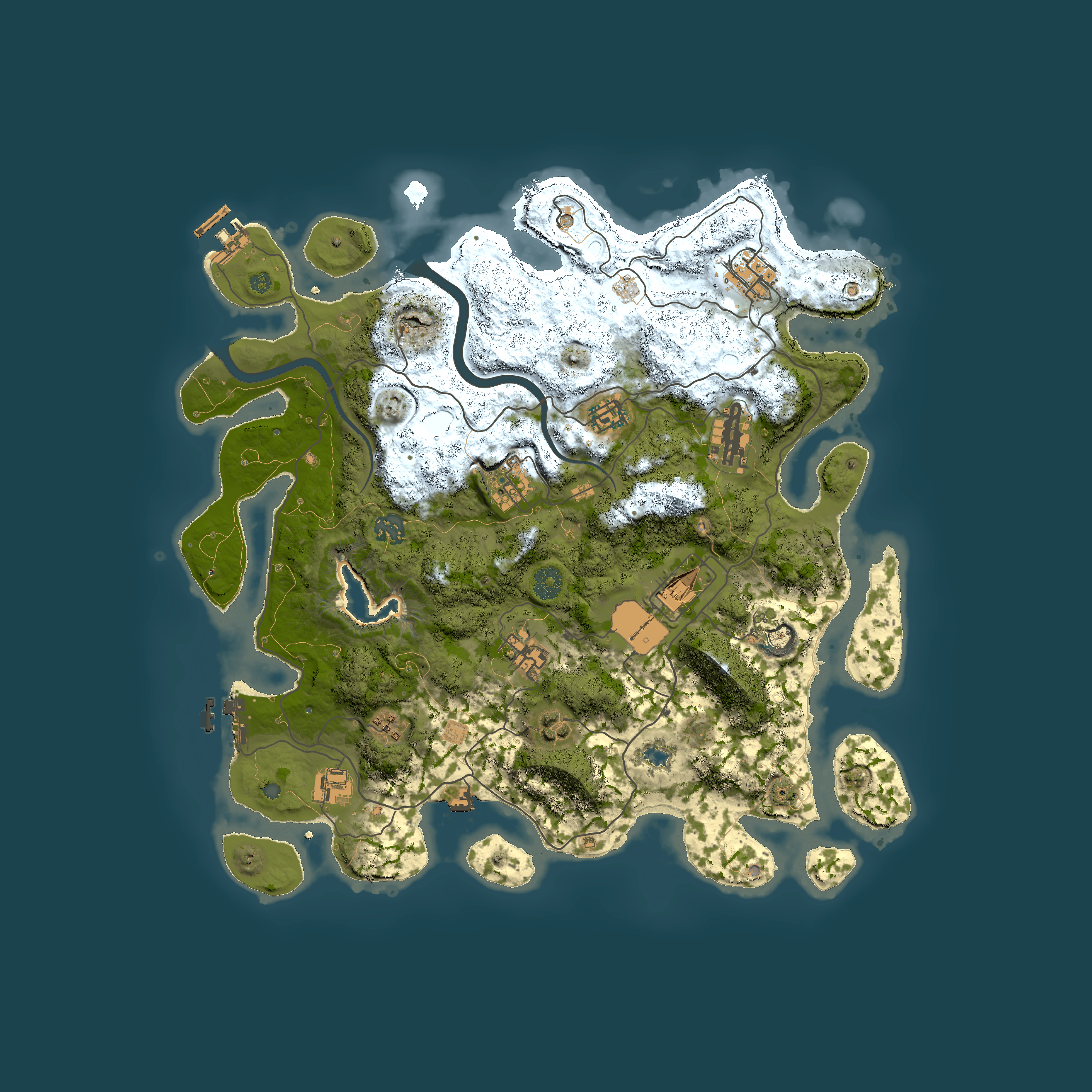 Full top-down render of Rust map seed 176322009, 4000x4000m