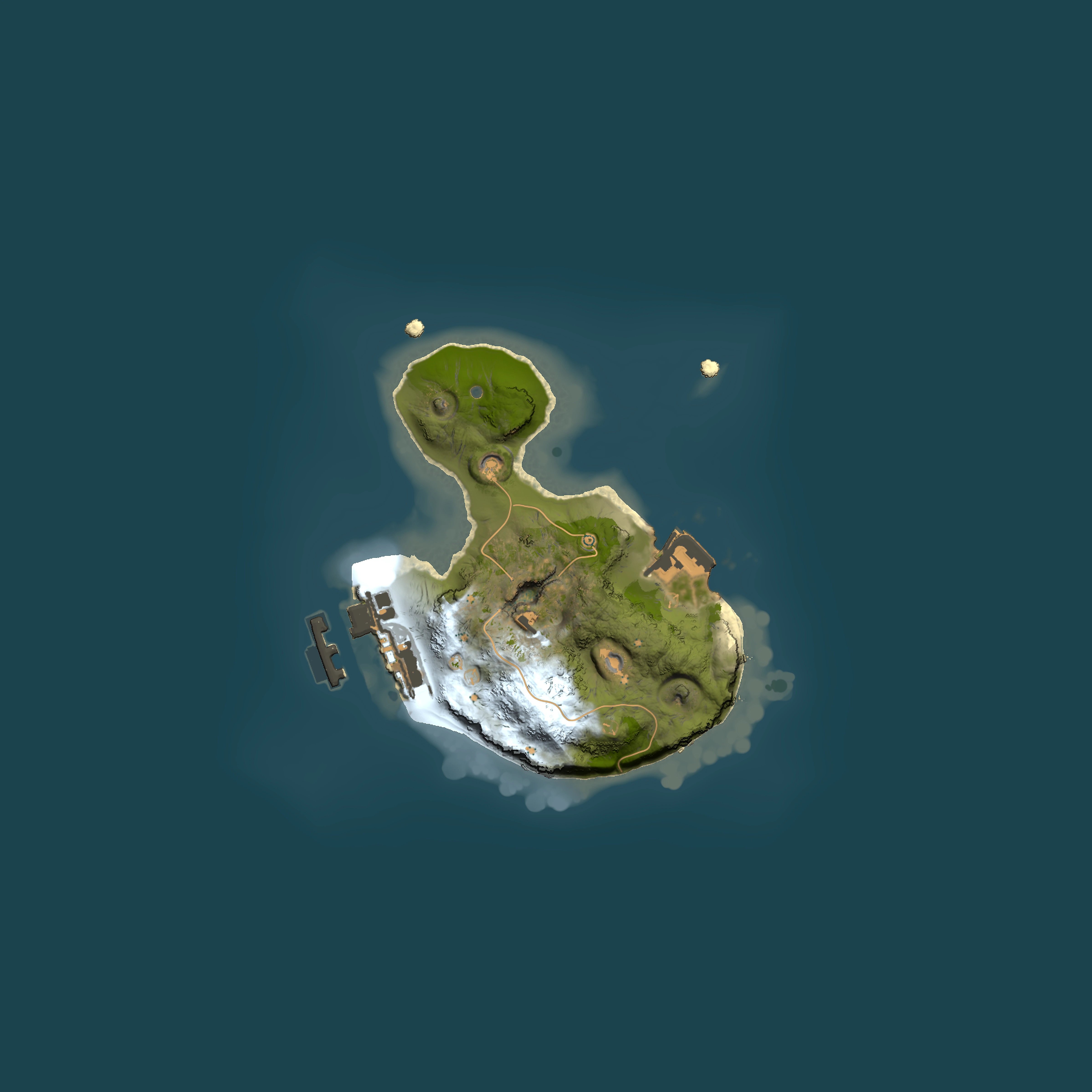 Full top-down render of Rust map seed 1301086997, 1500x1500m