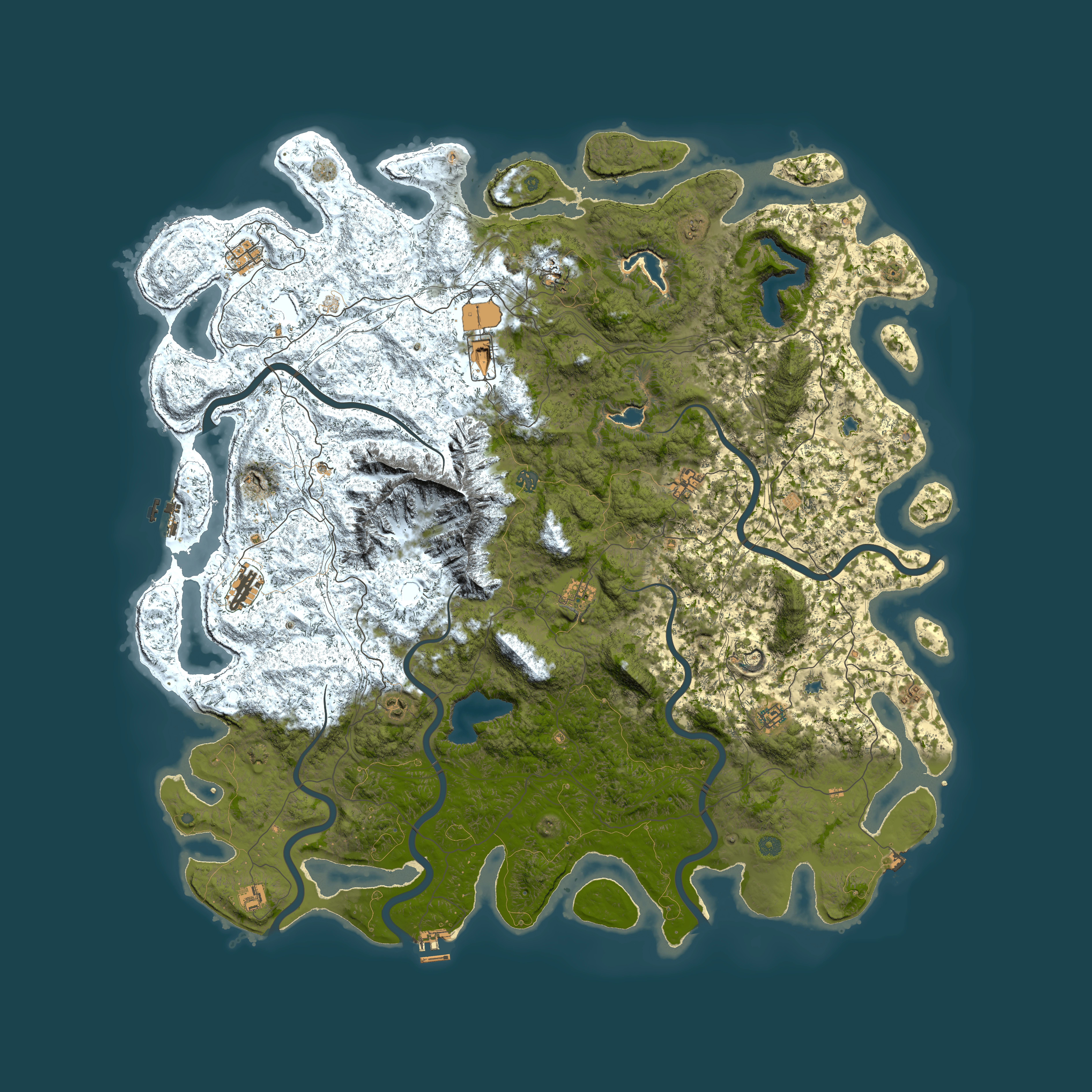 Full top-down render of Rust map seed 1528209818, 6000x6000m