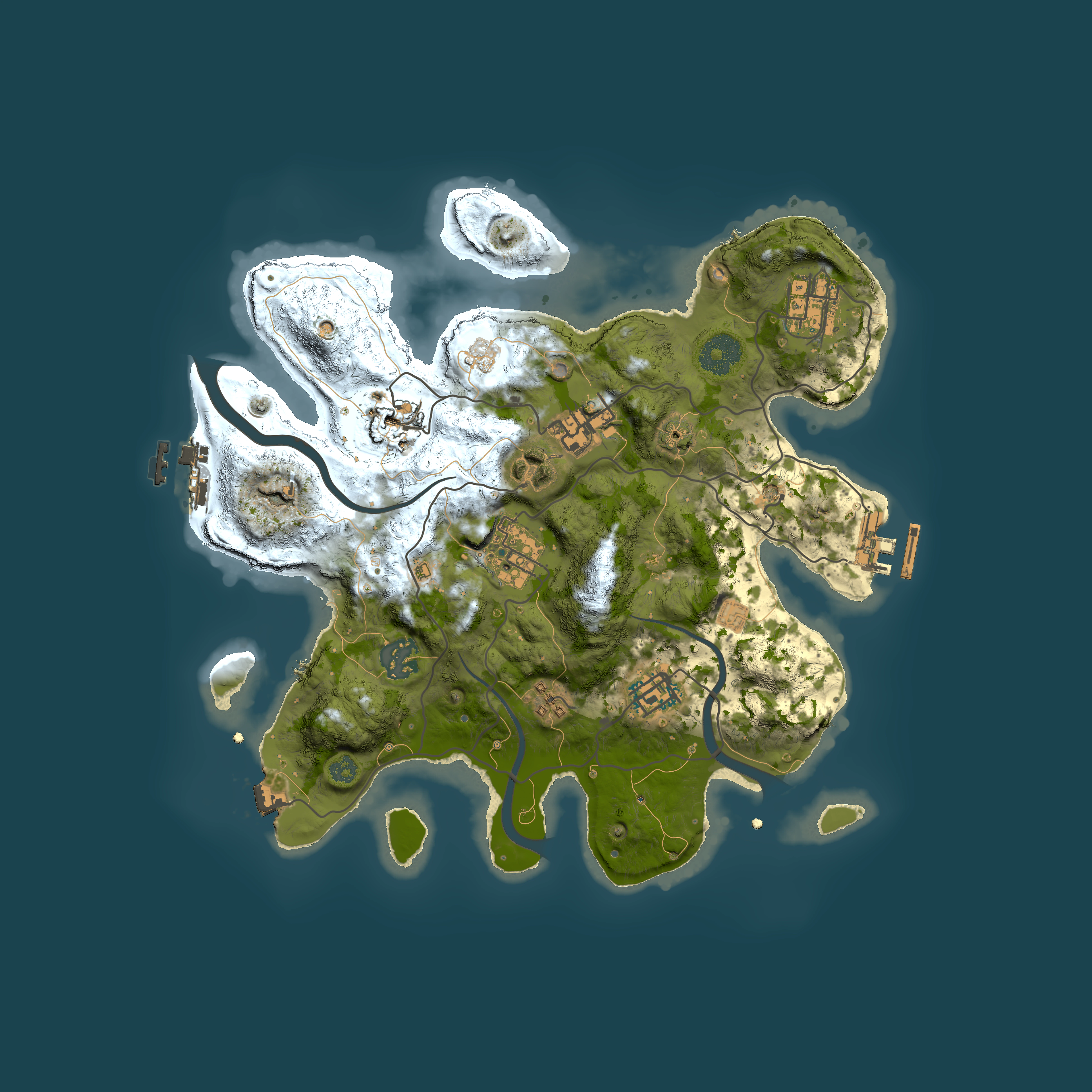 Full top-down render of Rust map seed 1156702489, 3000x3000m