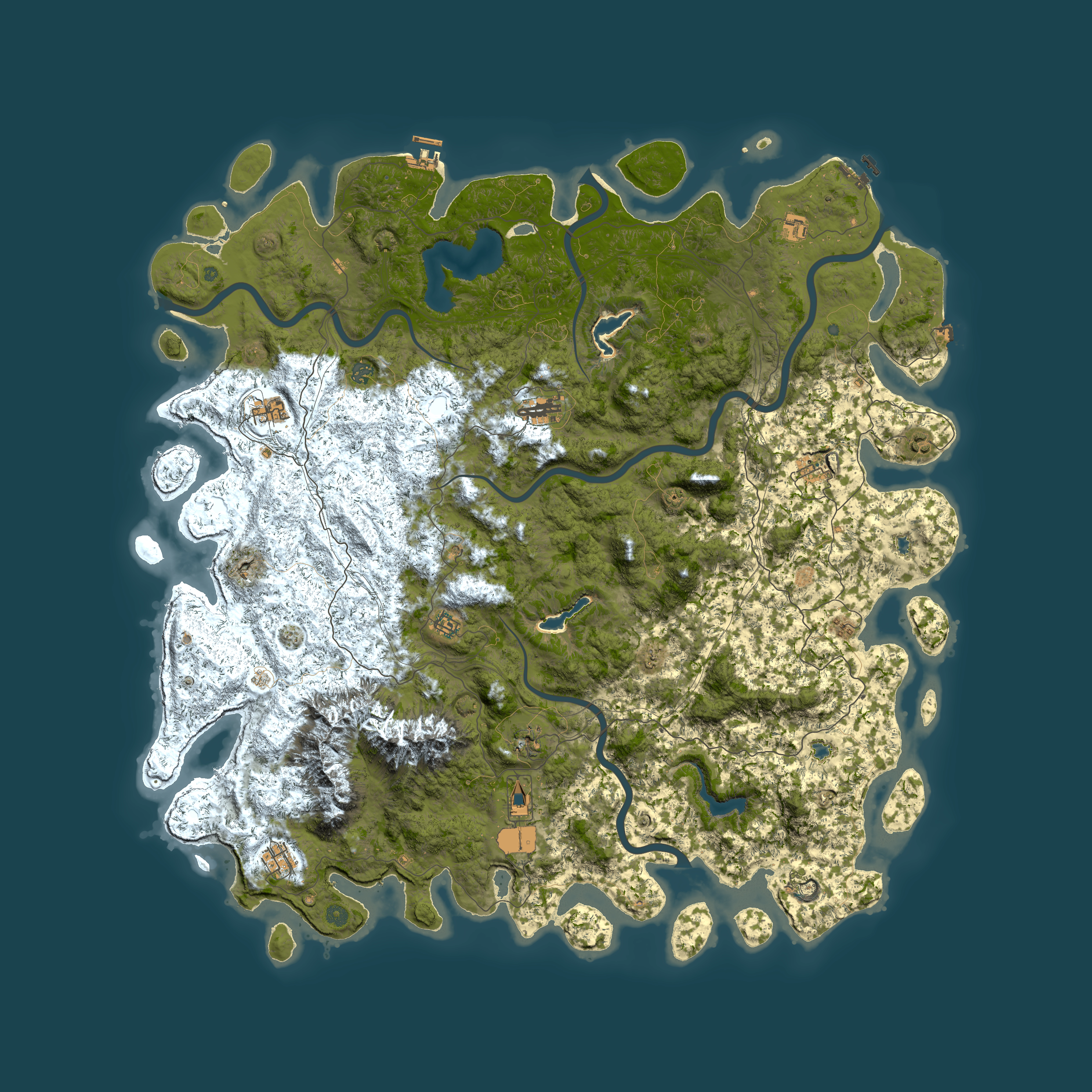 Full top-down render of Rust map seed 220619540, 6000x6000m