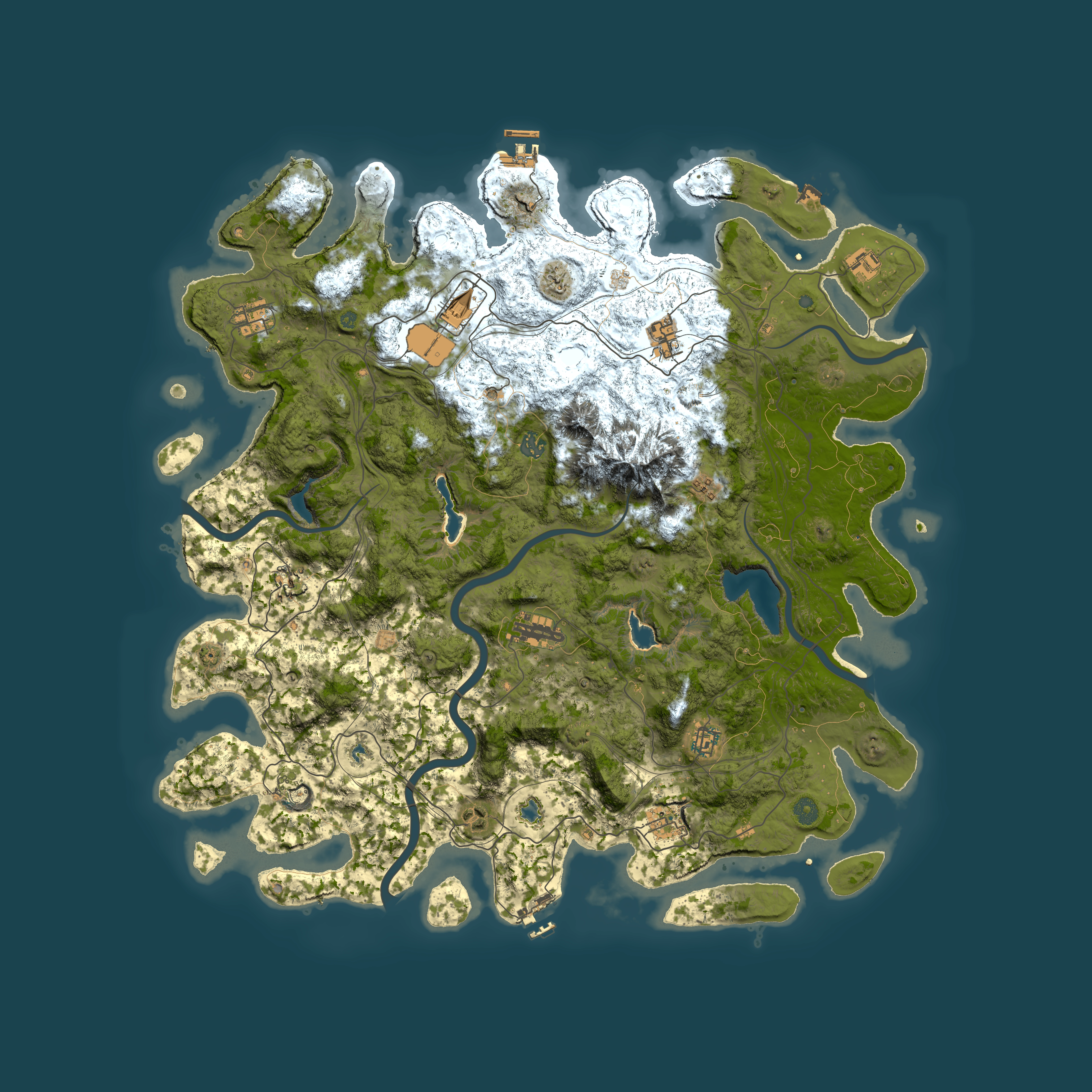 Full top-down render of Rust map seed 1627250241, 5000x5000m