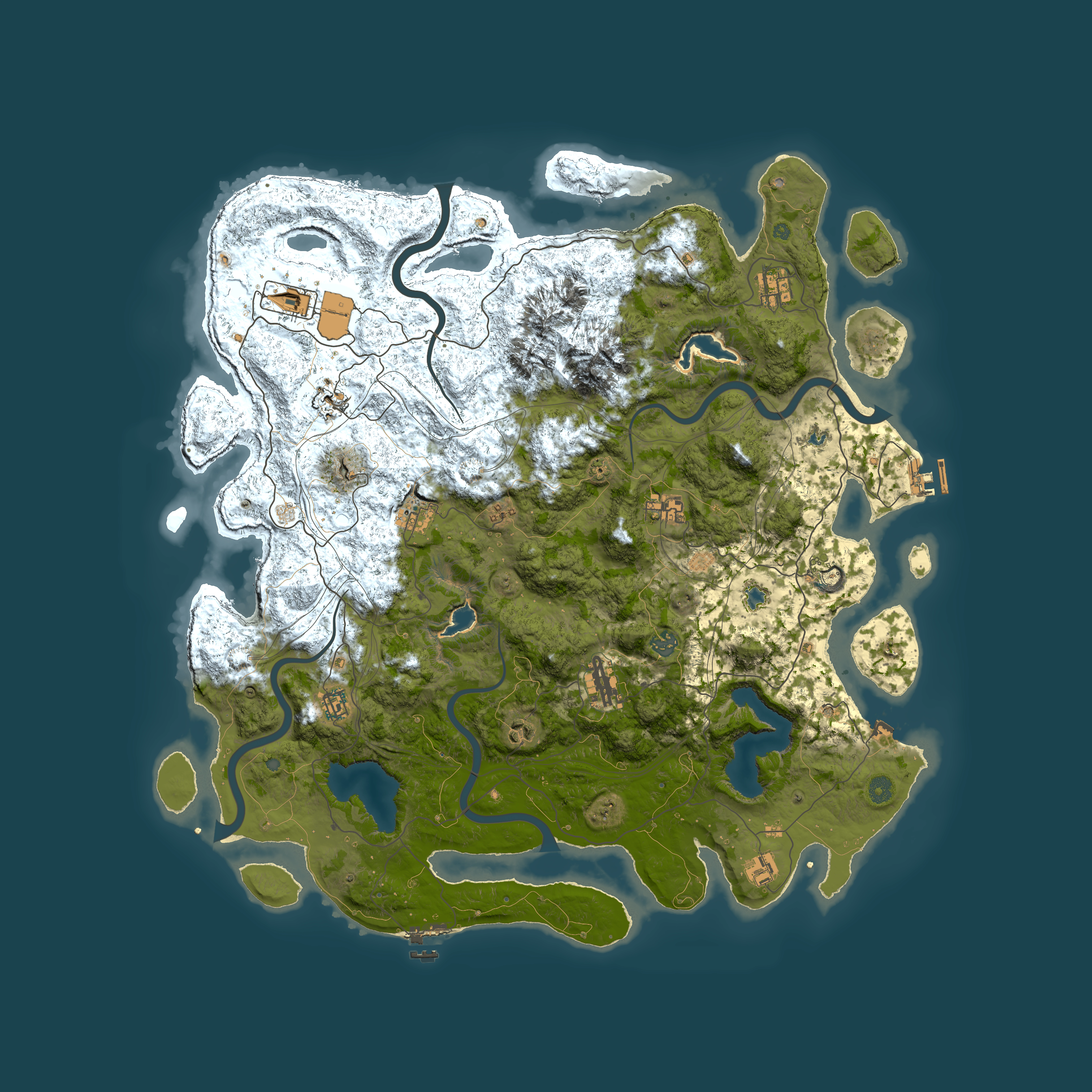 Full top-down render of Rust map seed 2034689780, 5000x5000m