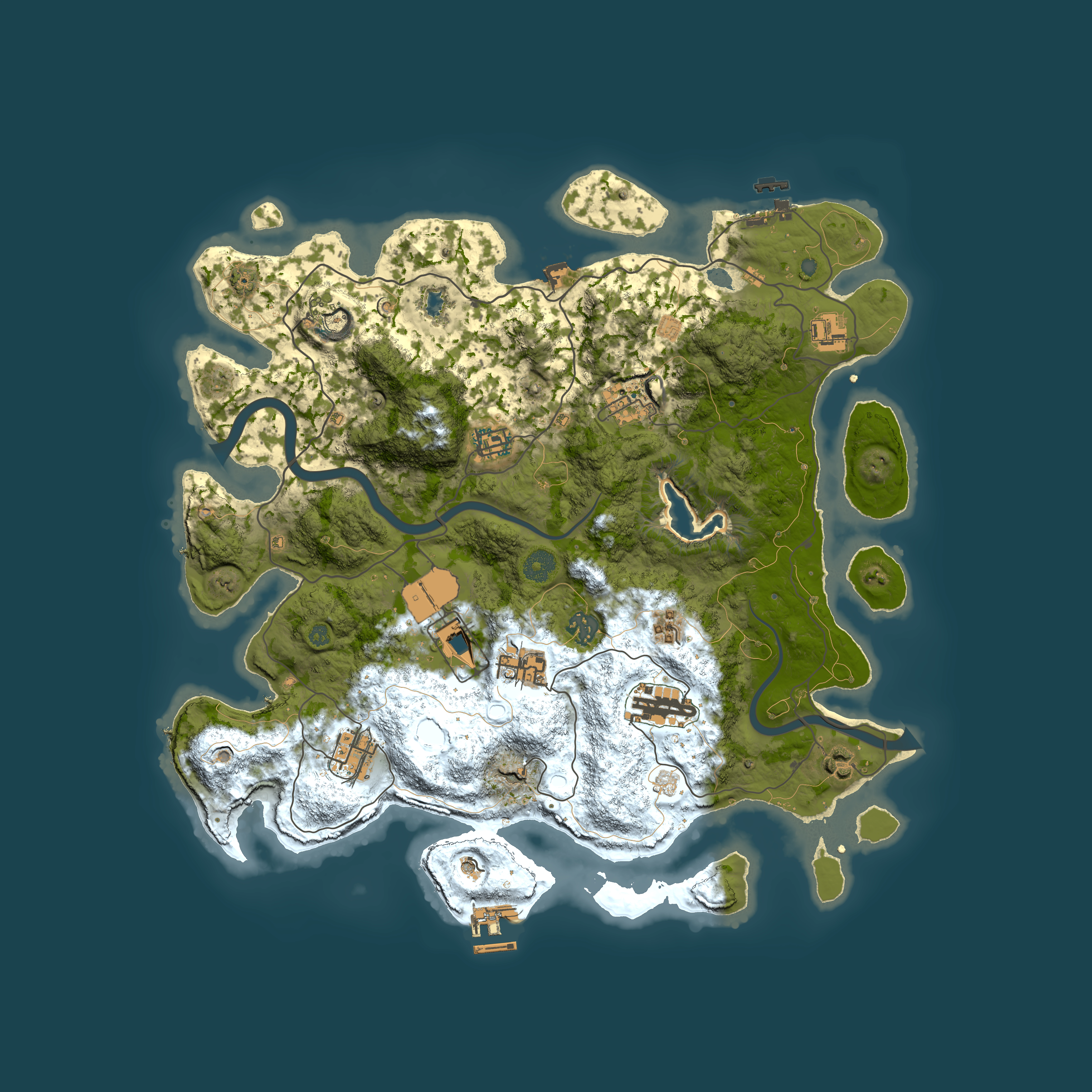 Full top-down render of Rust map seed 1966409872, 4000x4000m