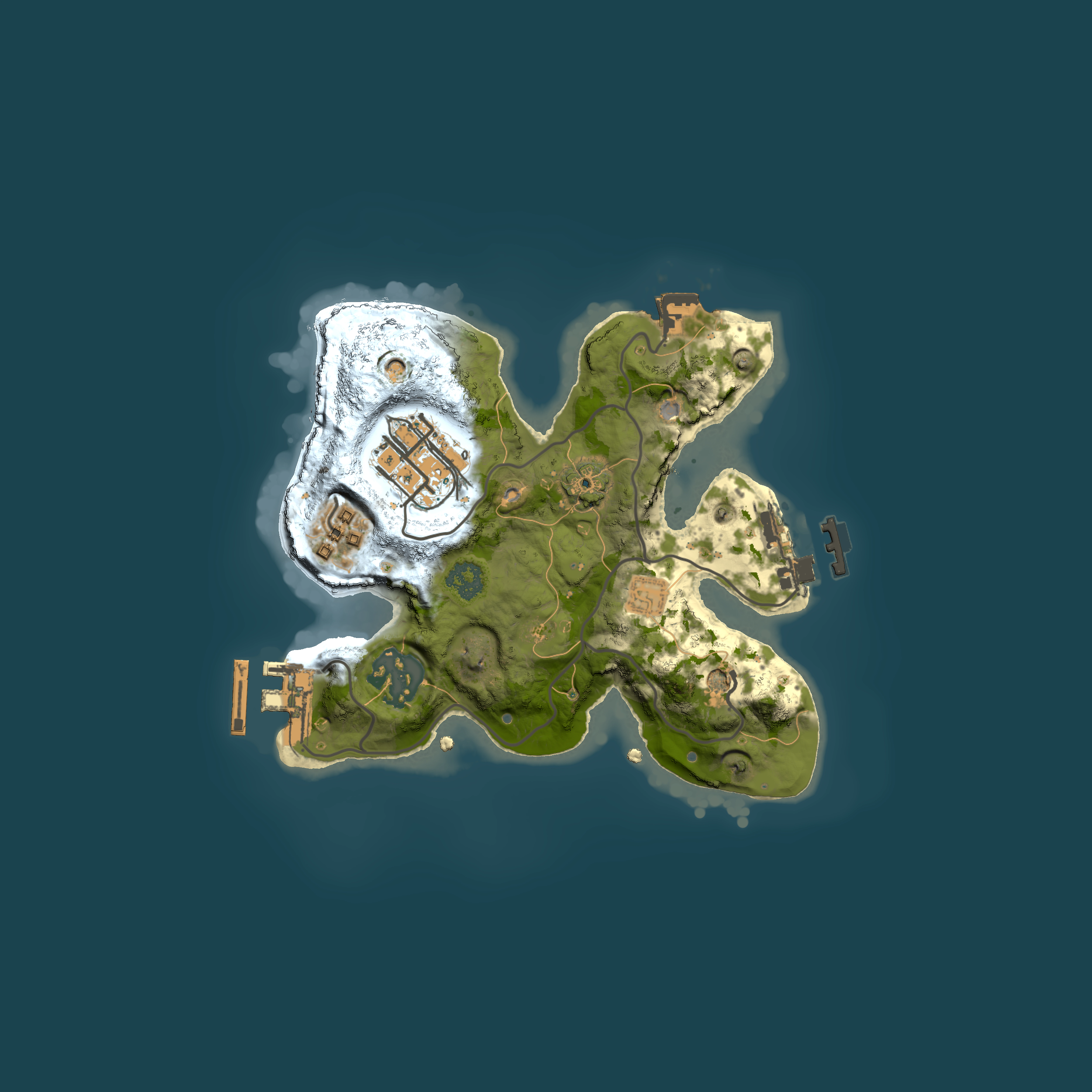 Full top-down render of Rust map seed 19032950, 2000x2000m