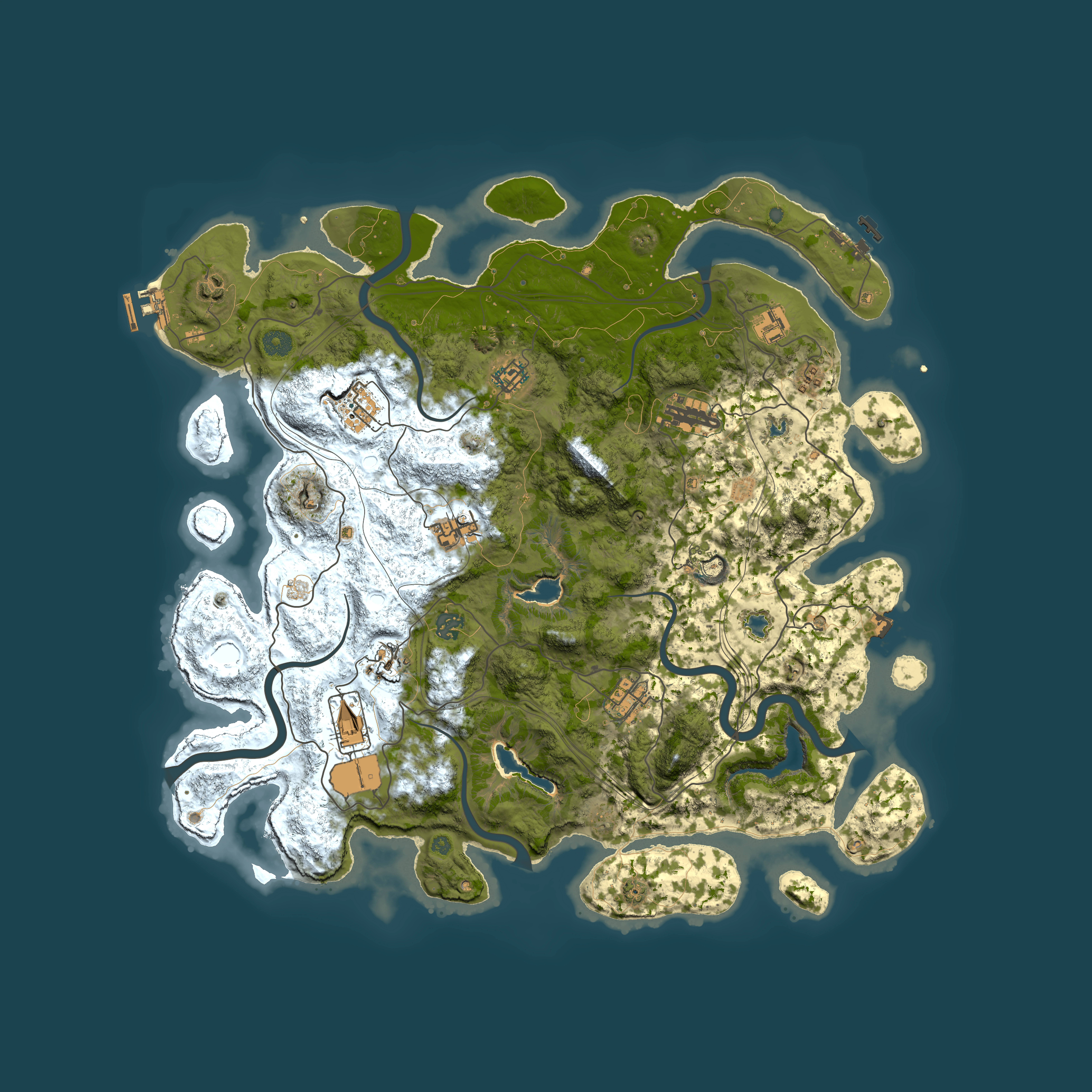 Full top-down render of Rust map seed 30828387, 4500x4500m