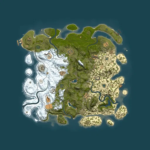 Rust map seed 30828387, 4500x4500m top-down preview