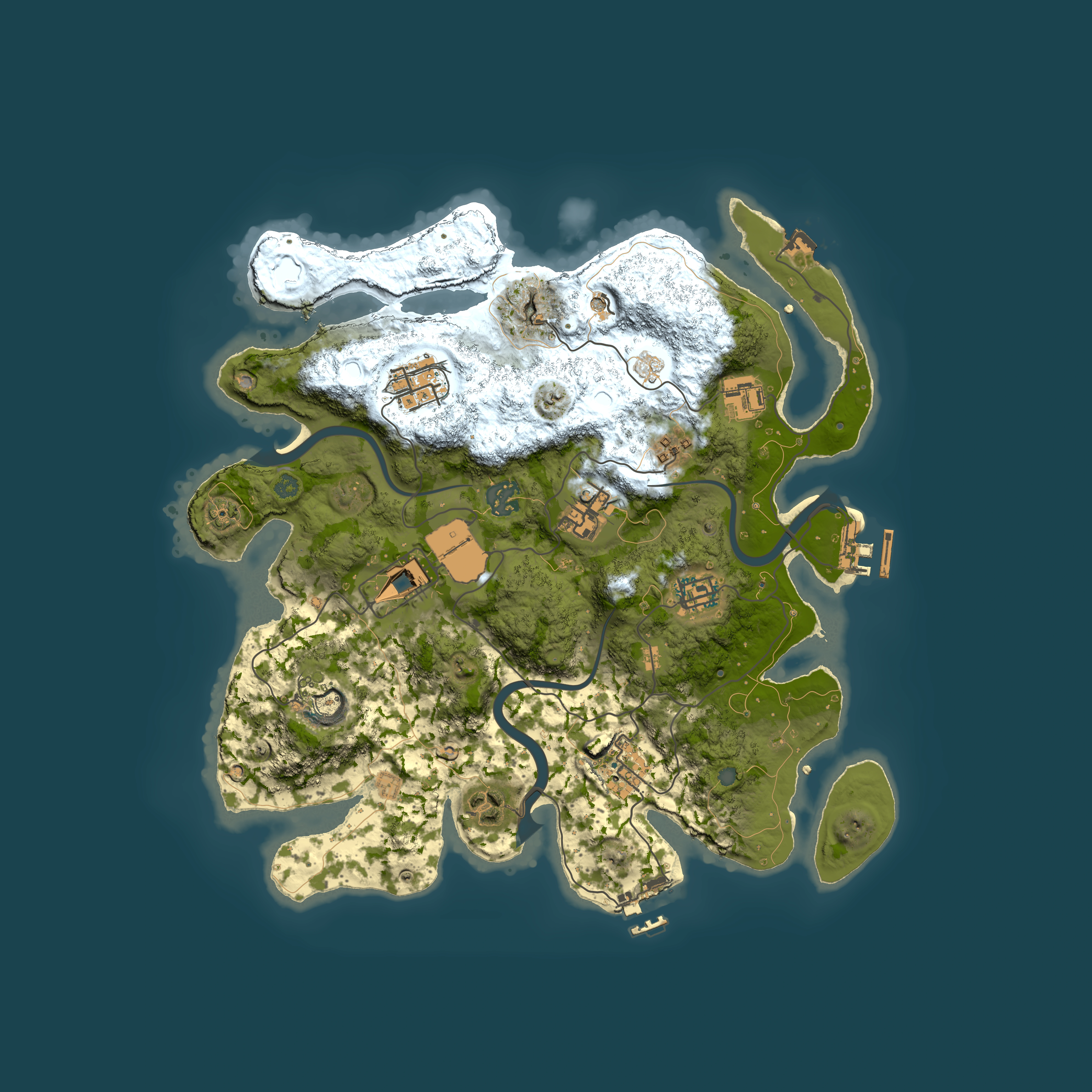 Full top-down render of Rust map seed 1448529476, 3500x3500m