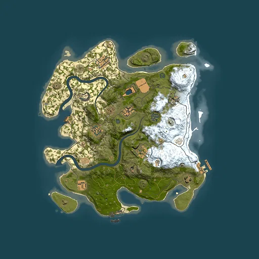 Rust map seed 2087121679, 3500x3500m top-down preview