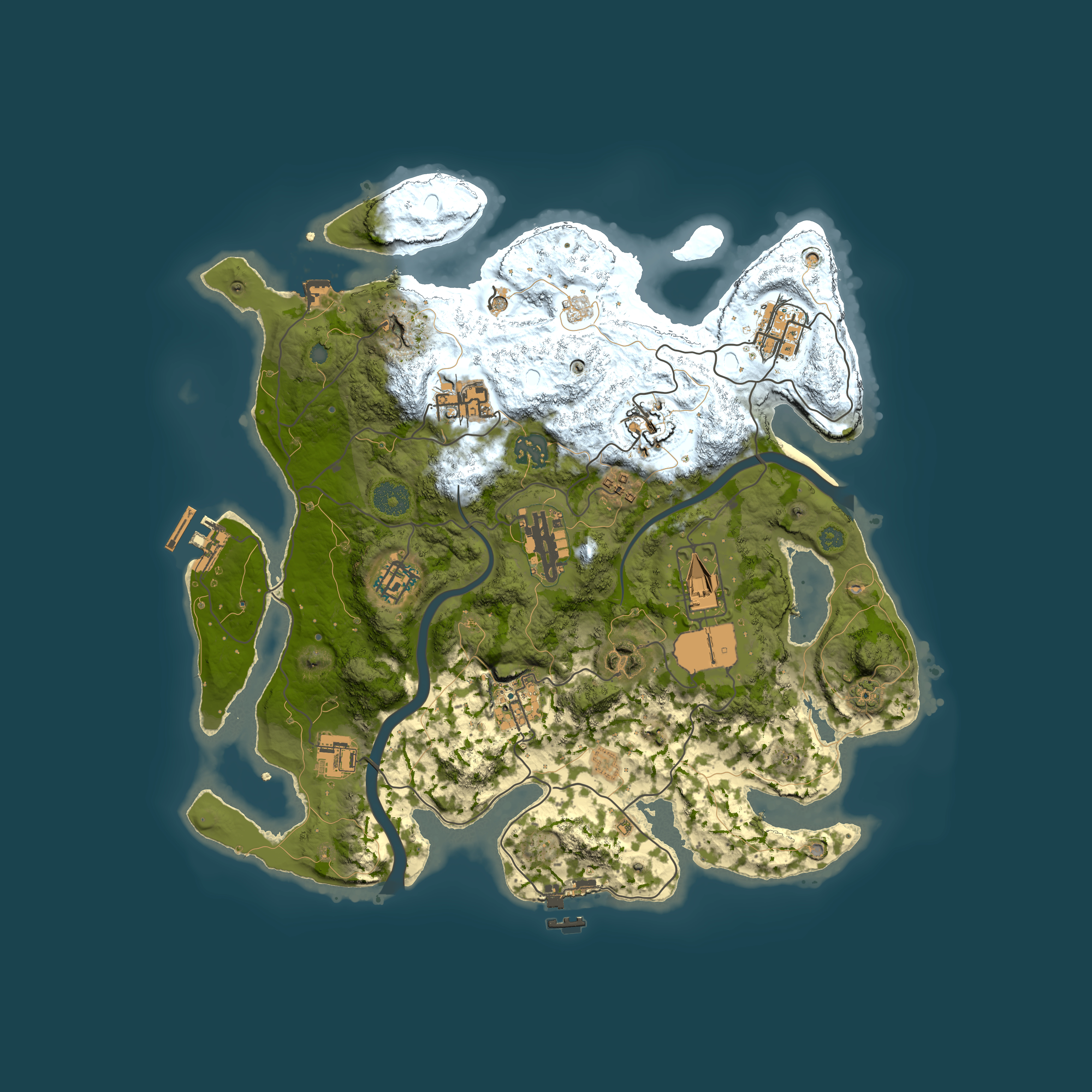 Full top-down render of Rust map seed 5287937, 3500x3500m