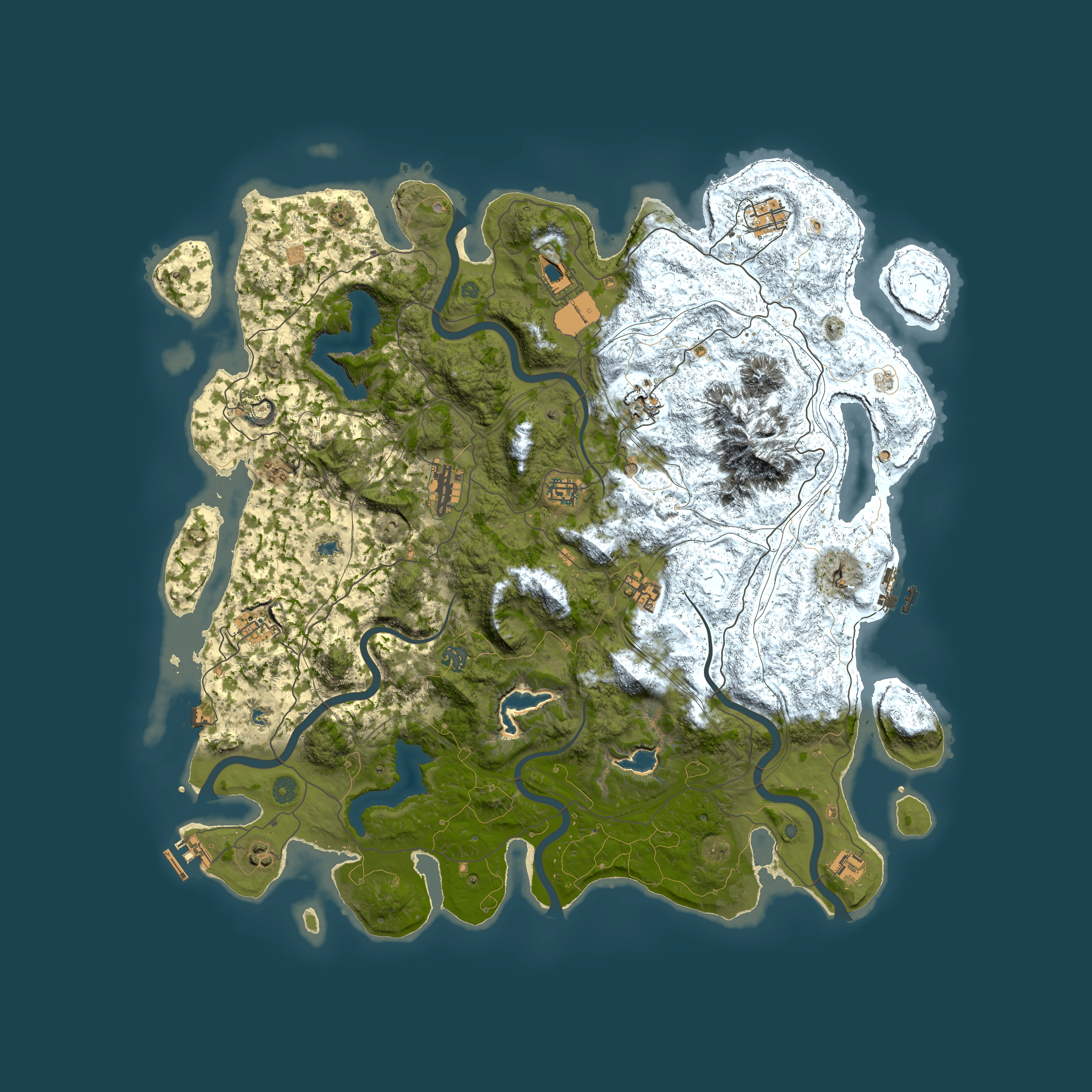 Full top-down render of Rust map seed 869485818, 5000x5000m