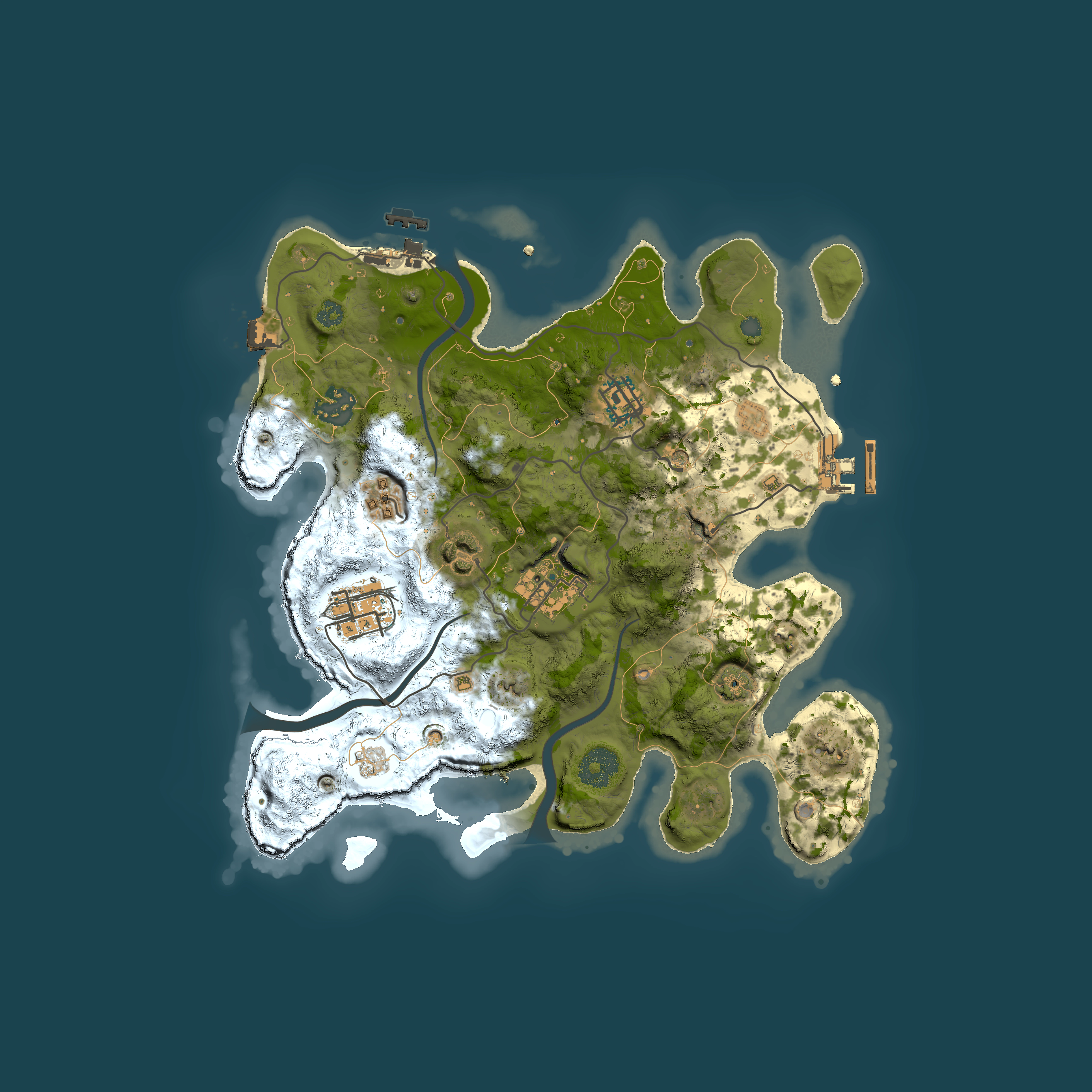 Full top-down render of Rust map seed 1694061228, 3000x3000m