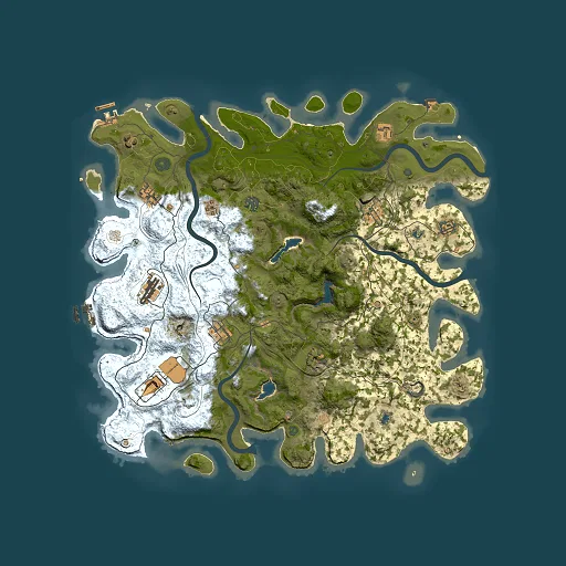 Rust map seed 870463277, 4500x4500m top-down preview
