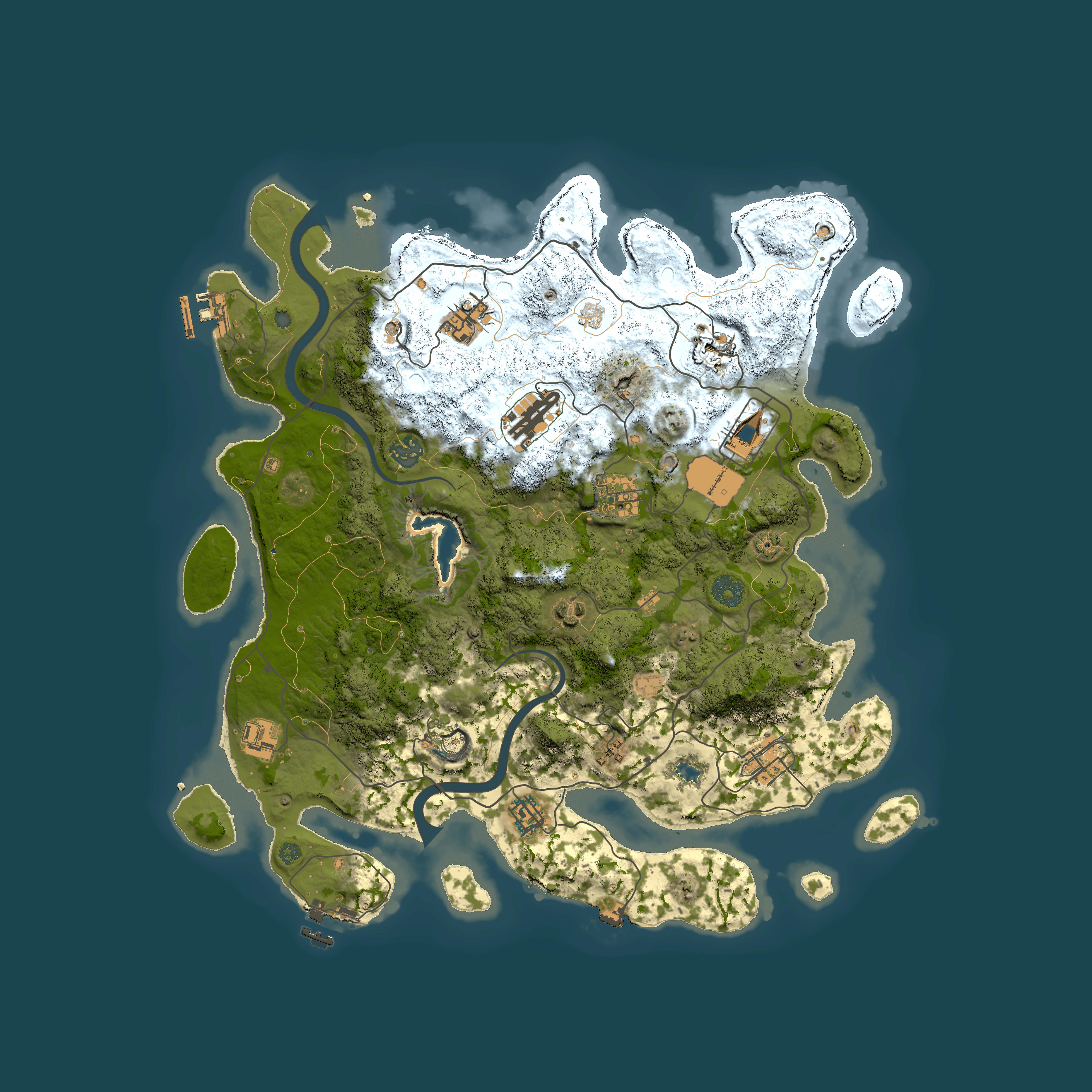 Full top-down render of Rust map seed 1025613761, 4000x4000m