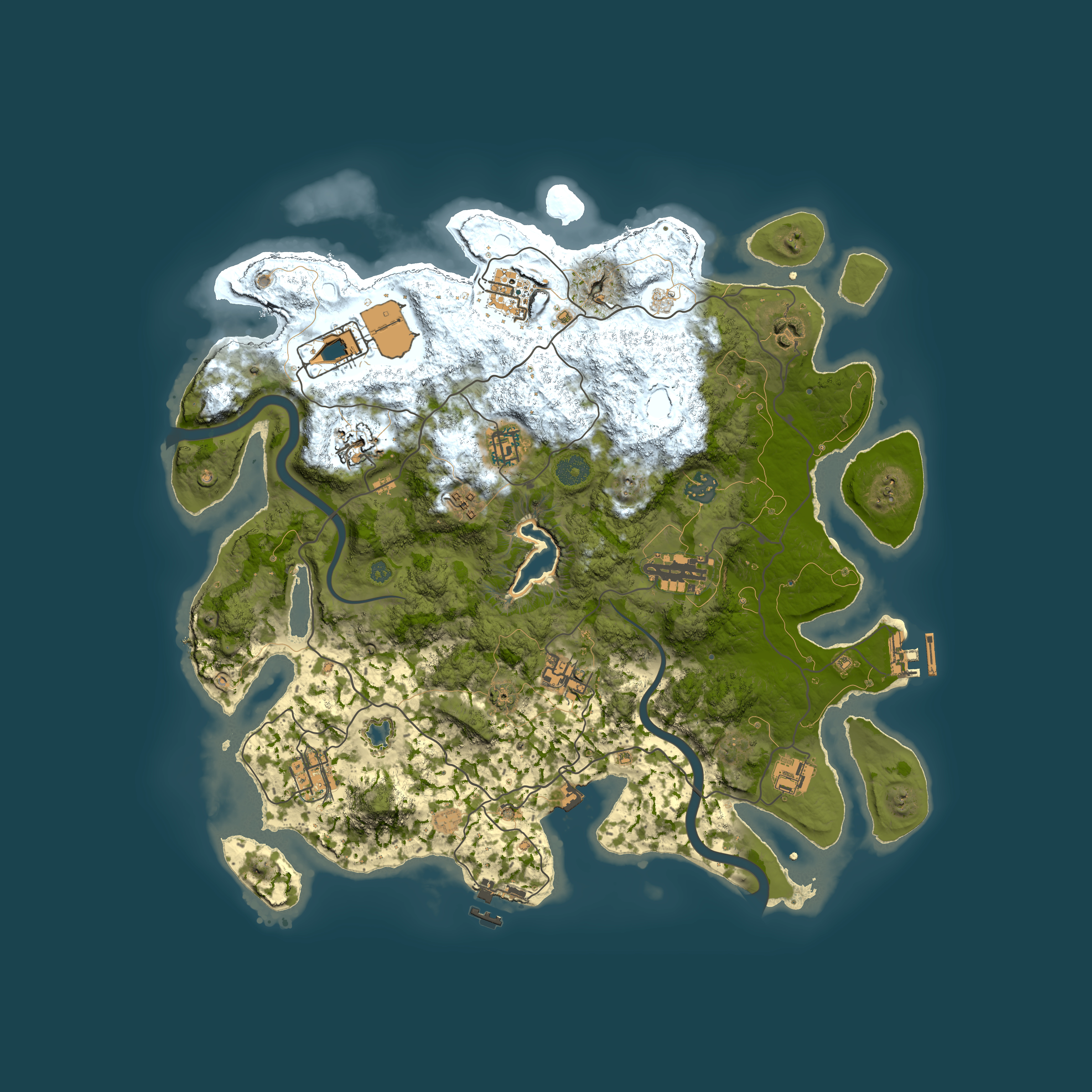 Full top-down render of Rust map seed 1912496384, 4000x4000m