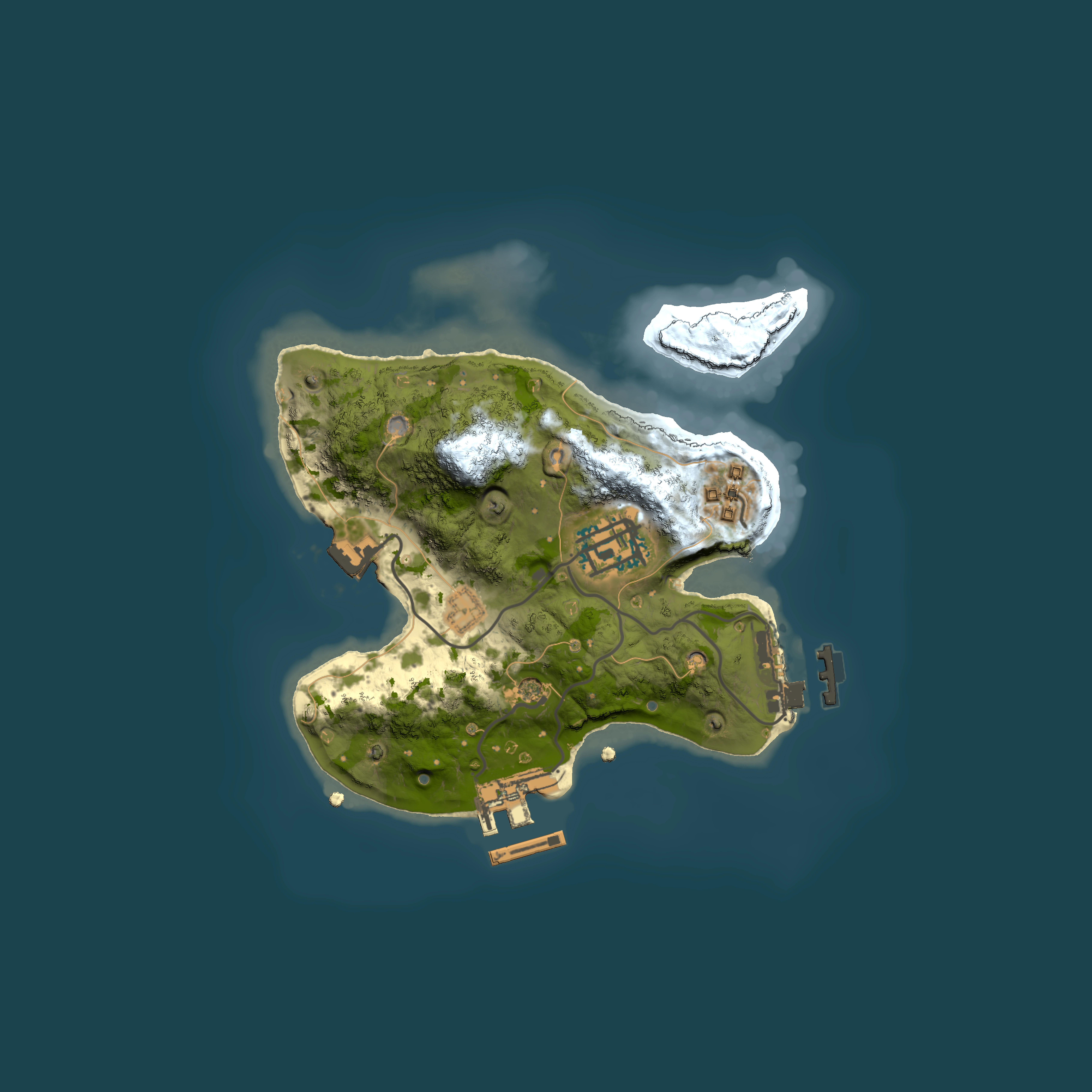 Full top-down render of Rust map seed 749764326, 2000x2000m