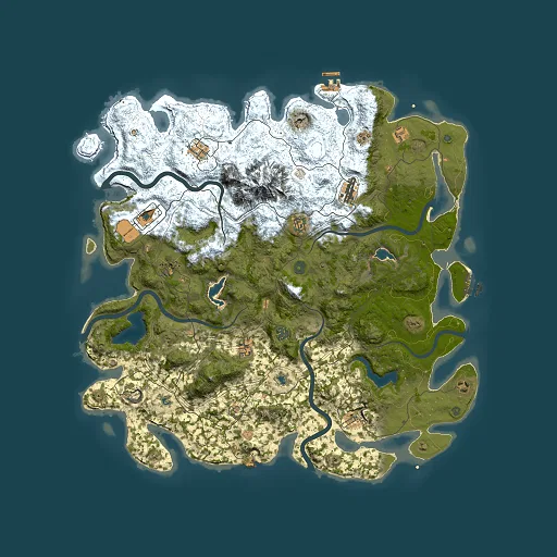 Rust map seed 369542647, 5000x5000m top-down preview