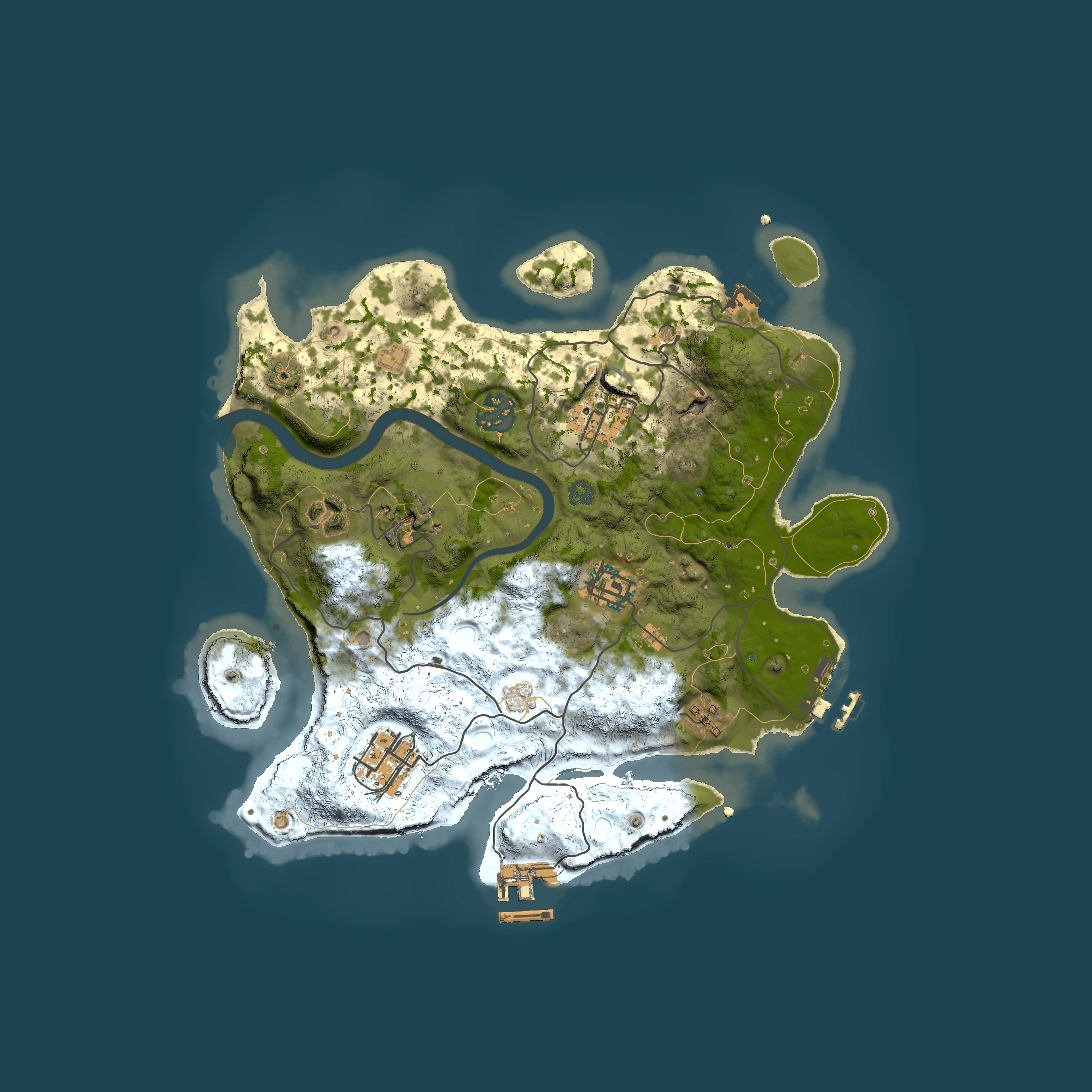 Full top-down render of Rust map seed 293898196, 3000x3000m