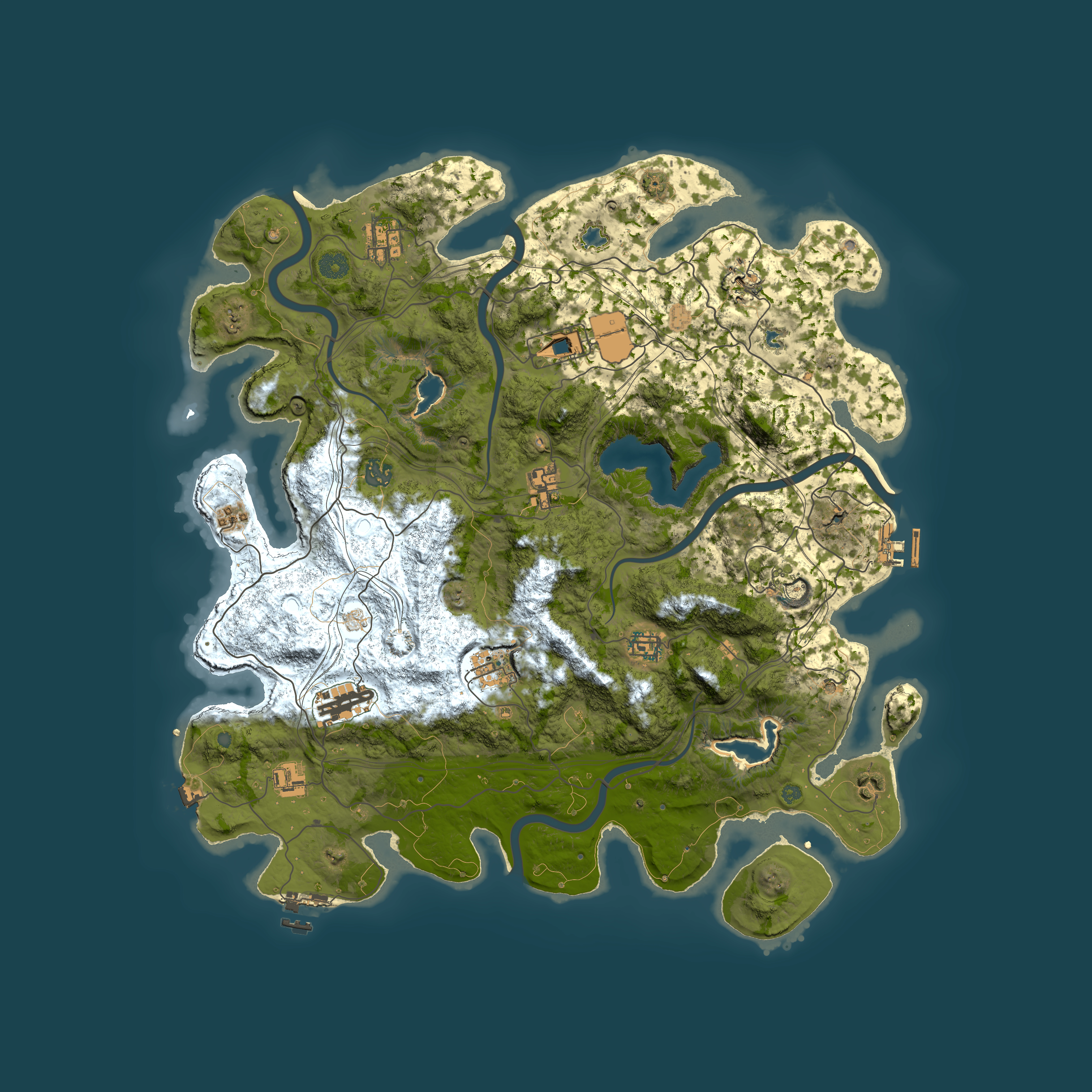 Full top-down render of Rust map seed 1466033280, 4500x4500m