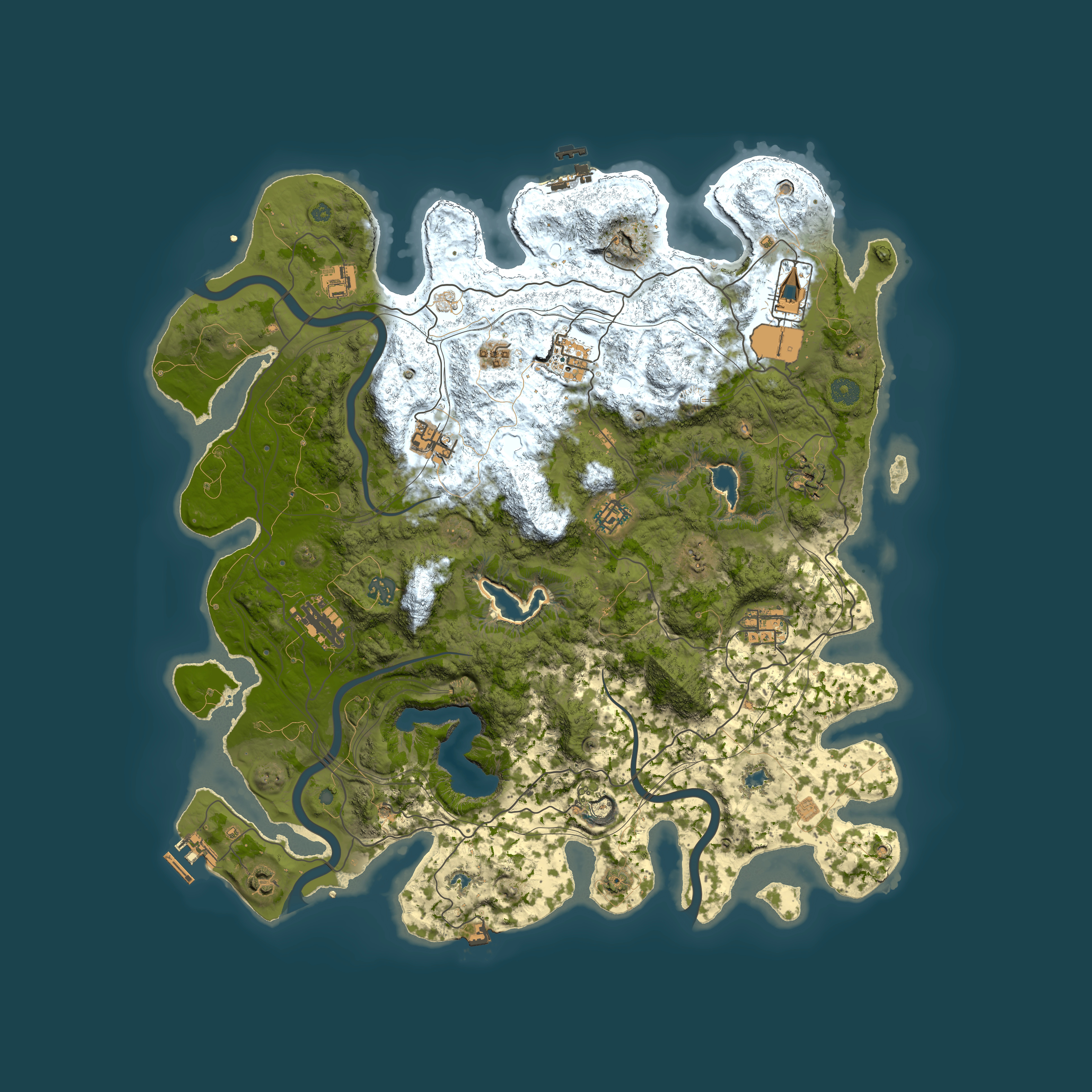 Full top-down render of Rust map seed 2124106099, 4500x4500m