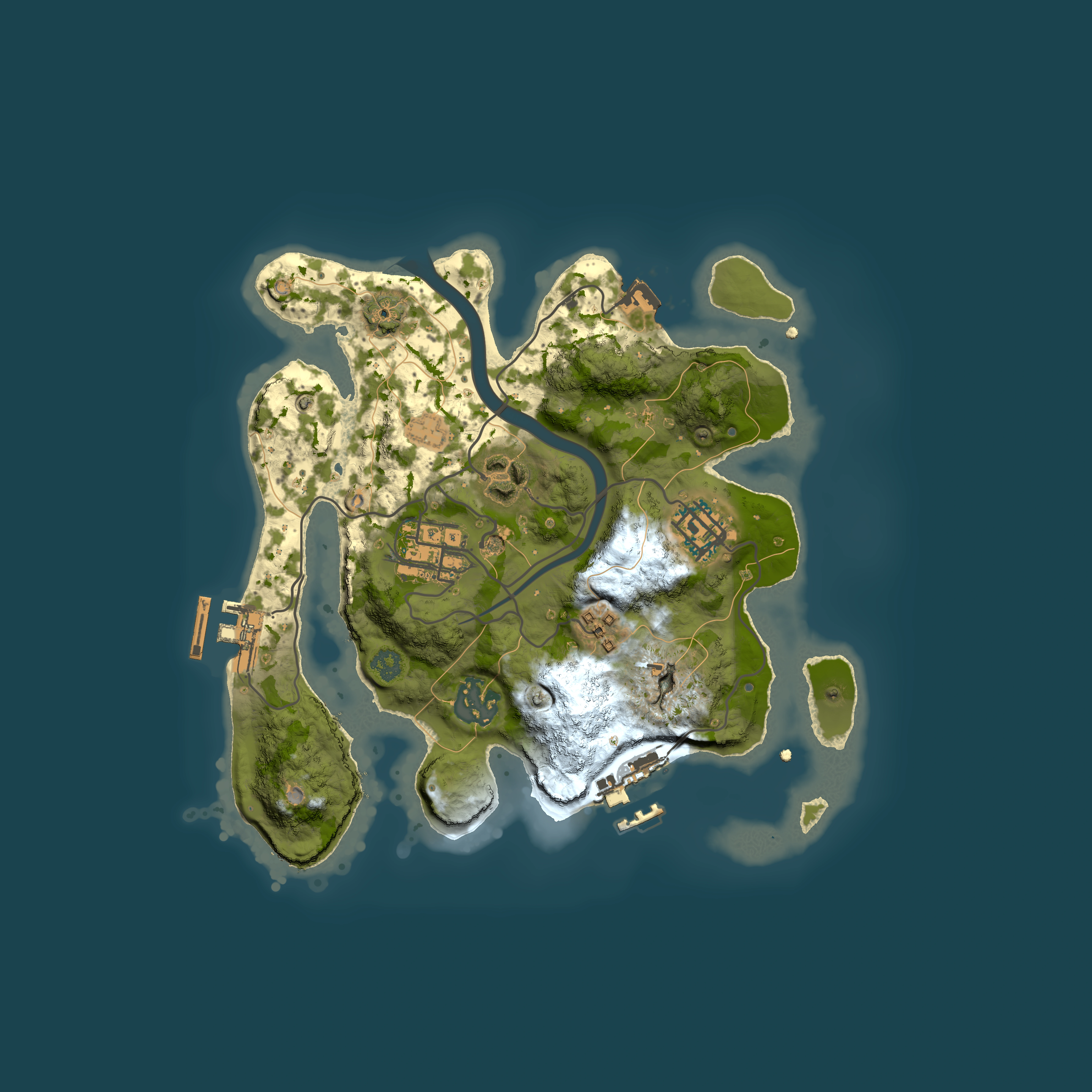 Full top-down render of Rust map seed 1116436285, 2500x2500m