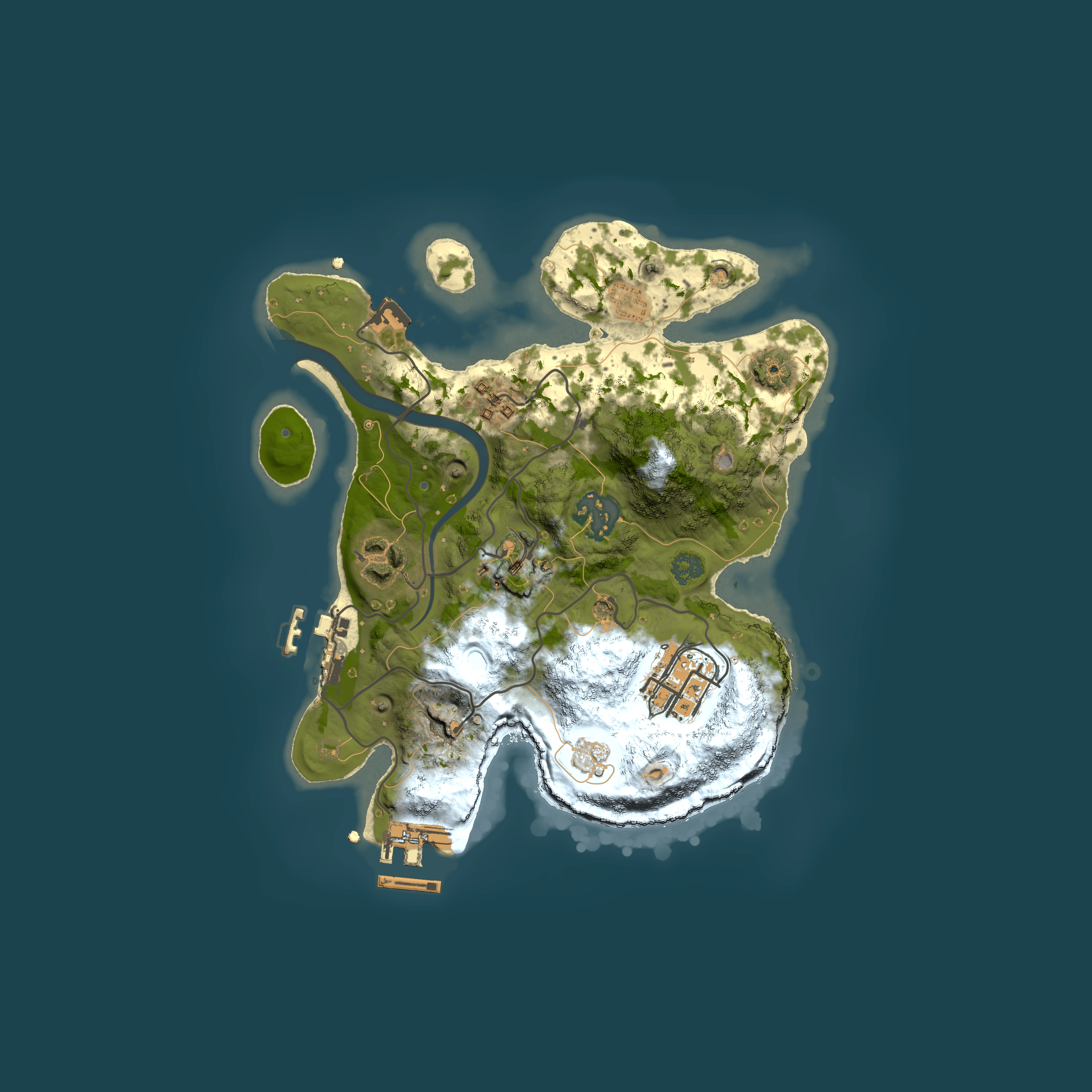 Full top-down render of Rust map seed 1097231067, 2500x2500m