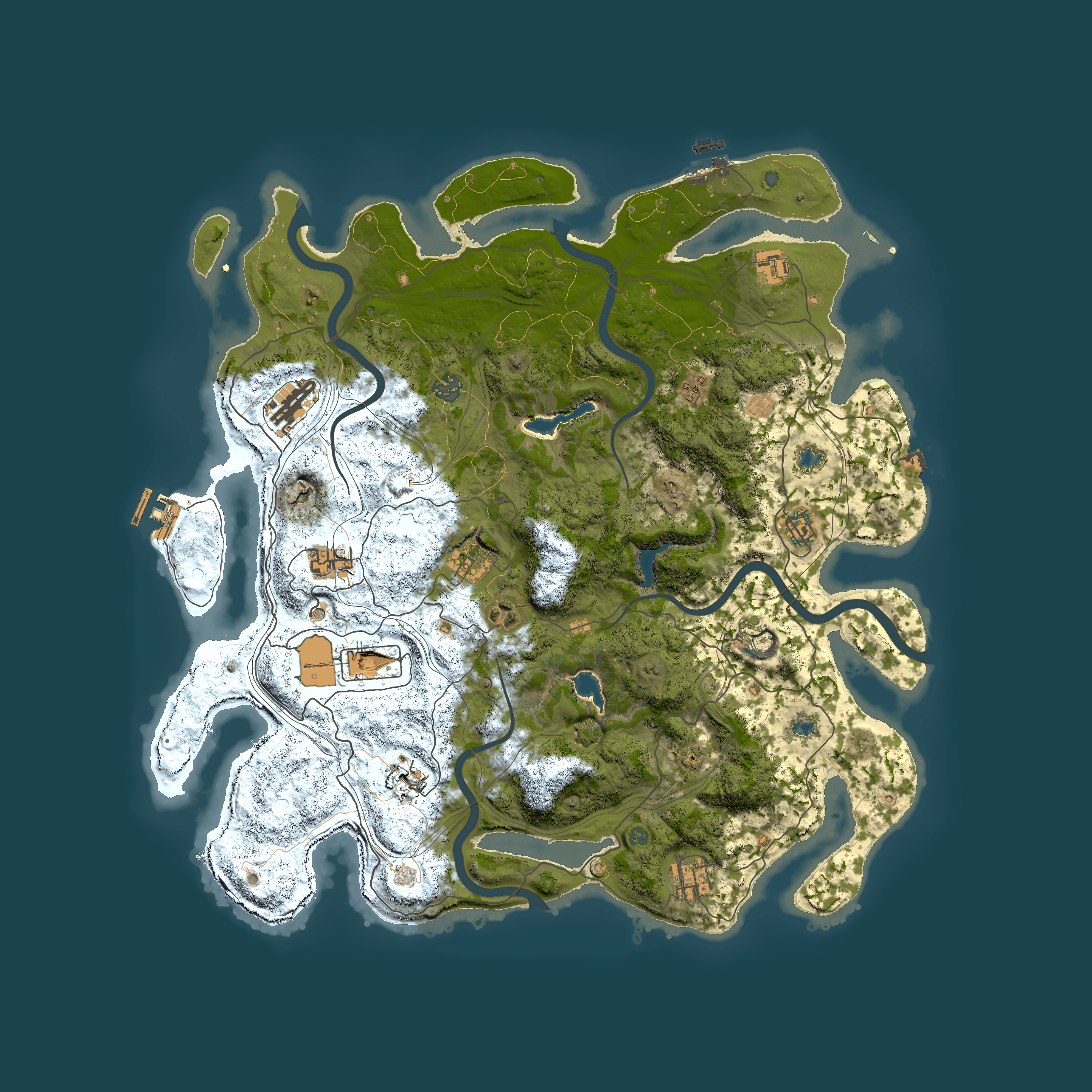 Full top-down render of Rust map seed 991209949, 4500x4500m
