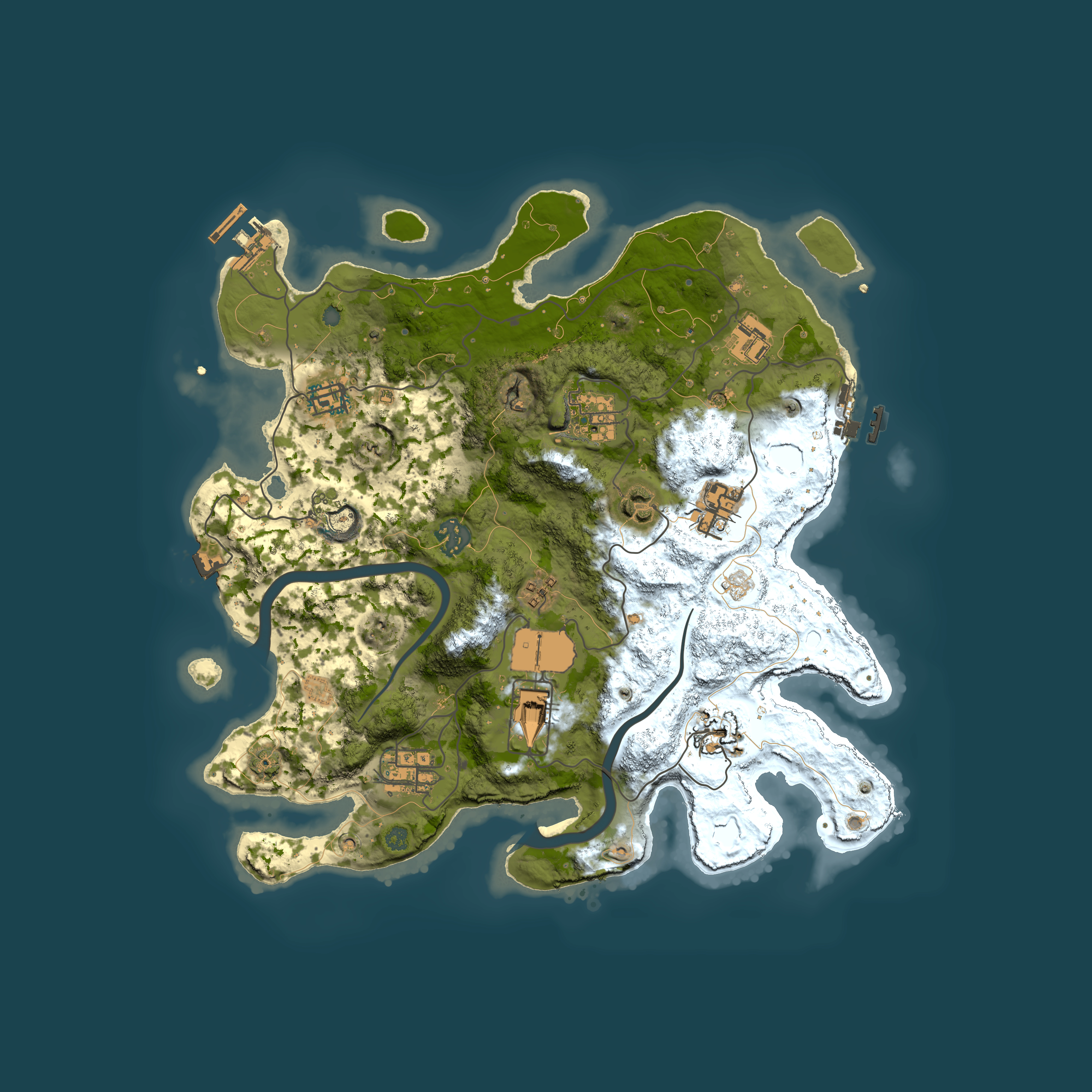 Full top-down render of Rust map seed 1675278569, 3500x3500m