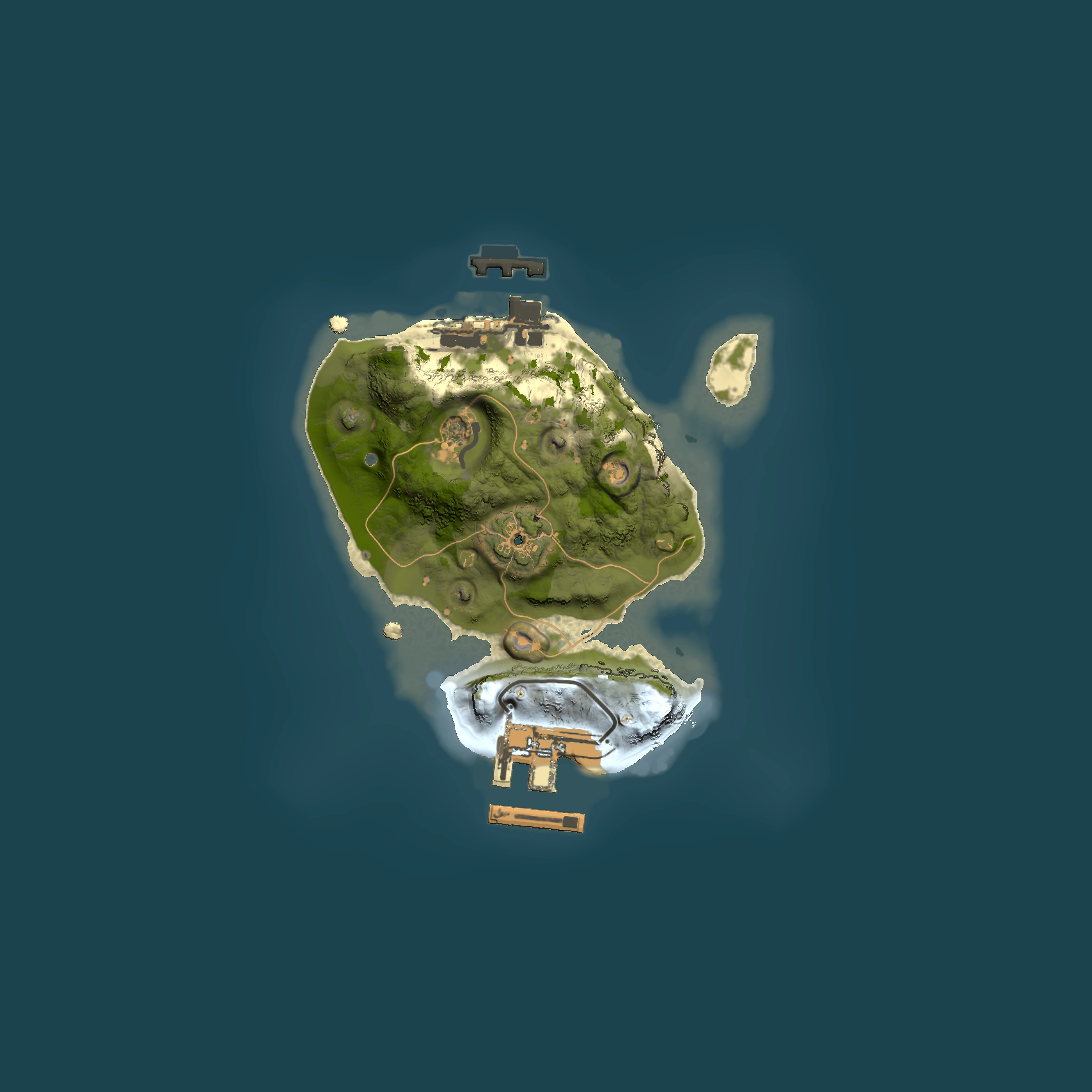 Full top-down render of Rust map seed 1592855663, 1500x1500m