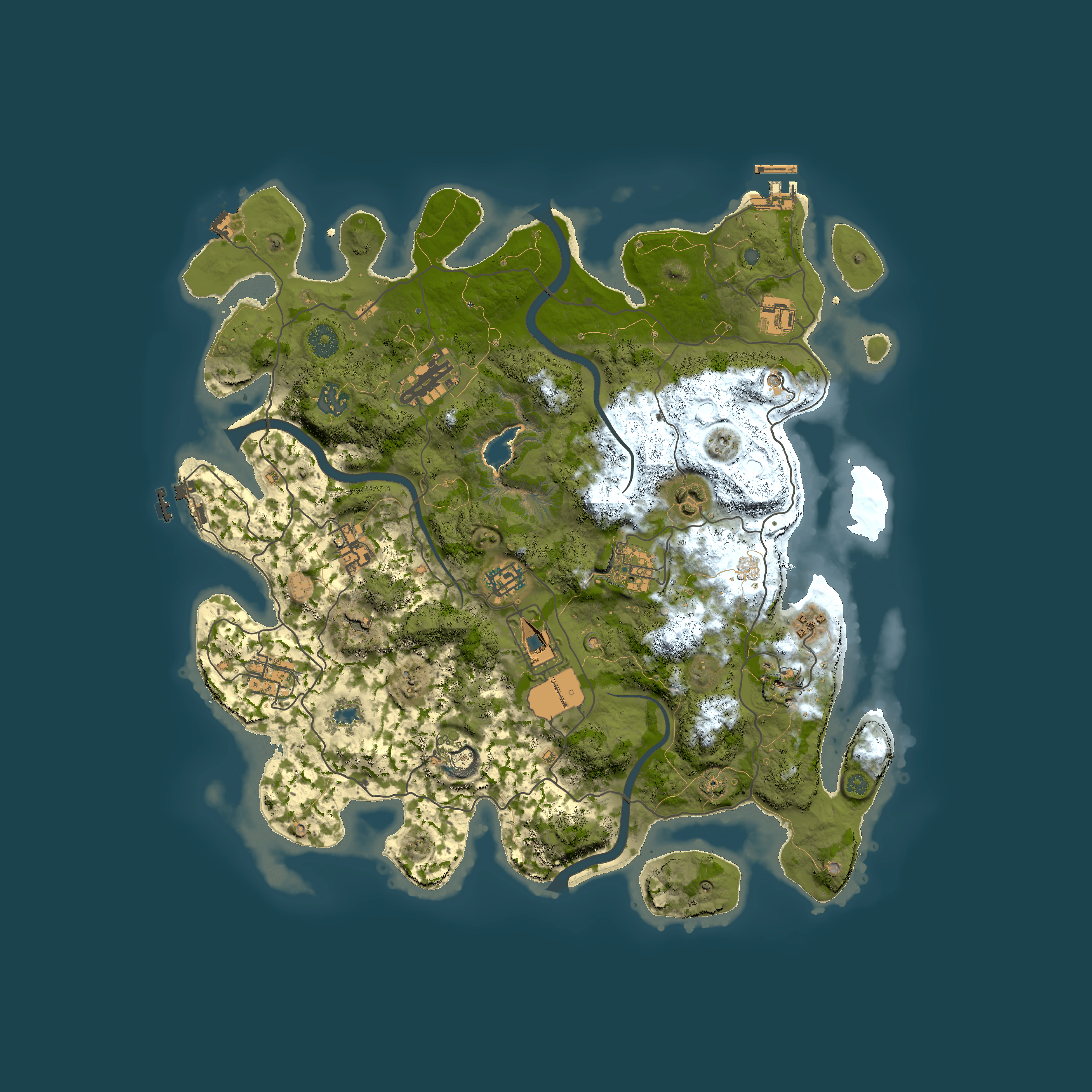 Full top-down render of Rust map seed 1216318898, 4000x4000m