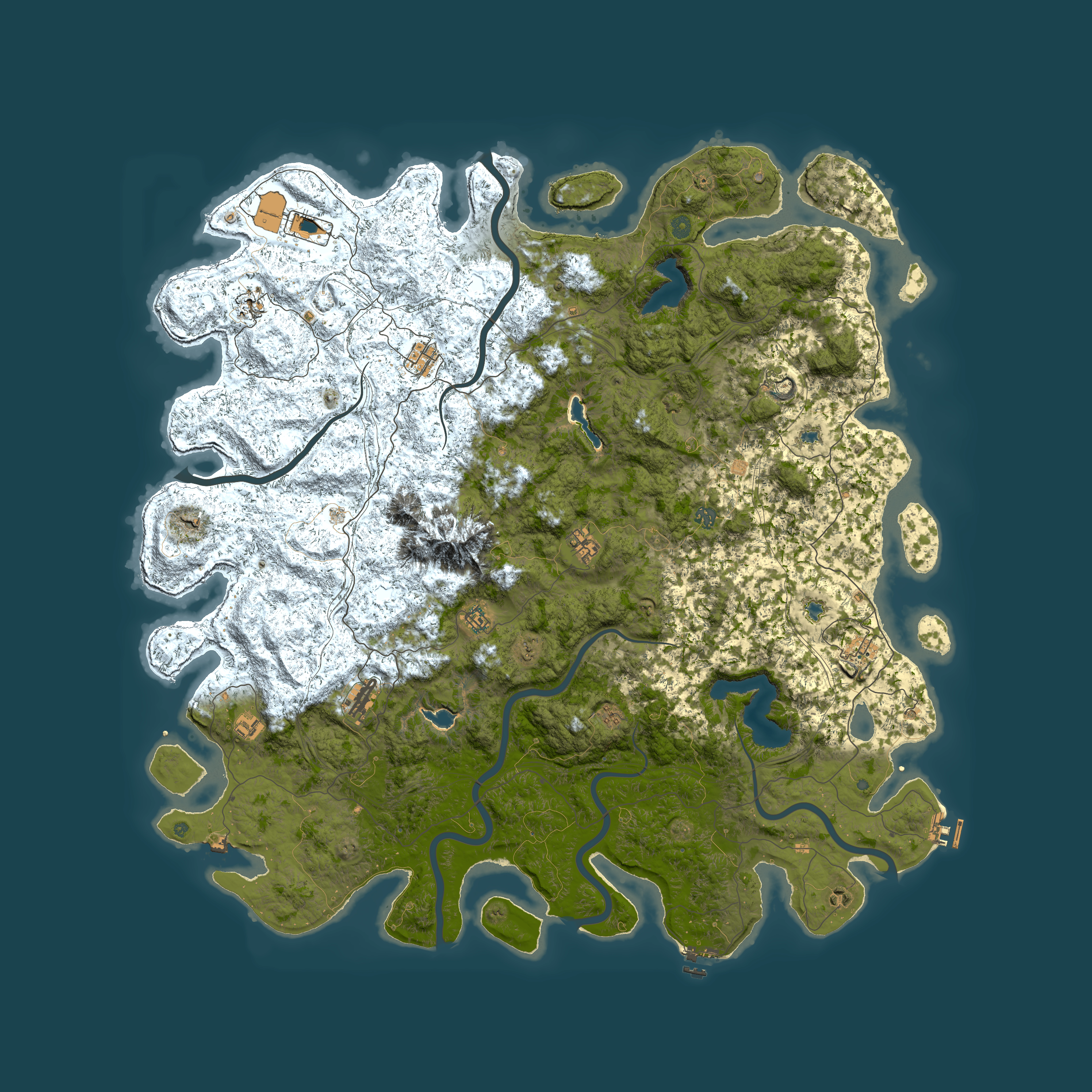 Full top-down render of Rust map seed 2005741860, 6000x6000m