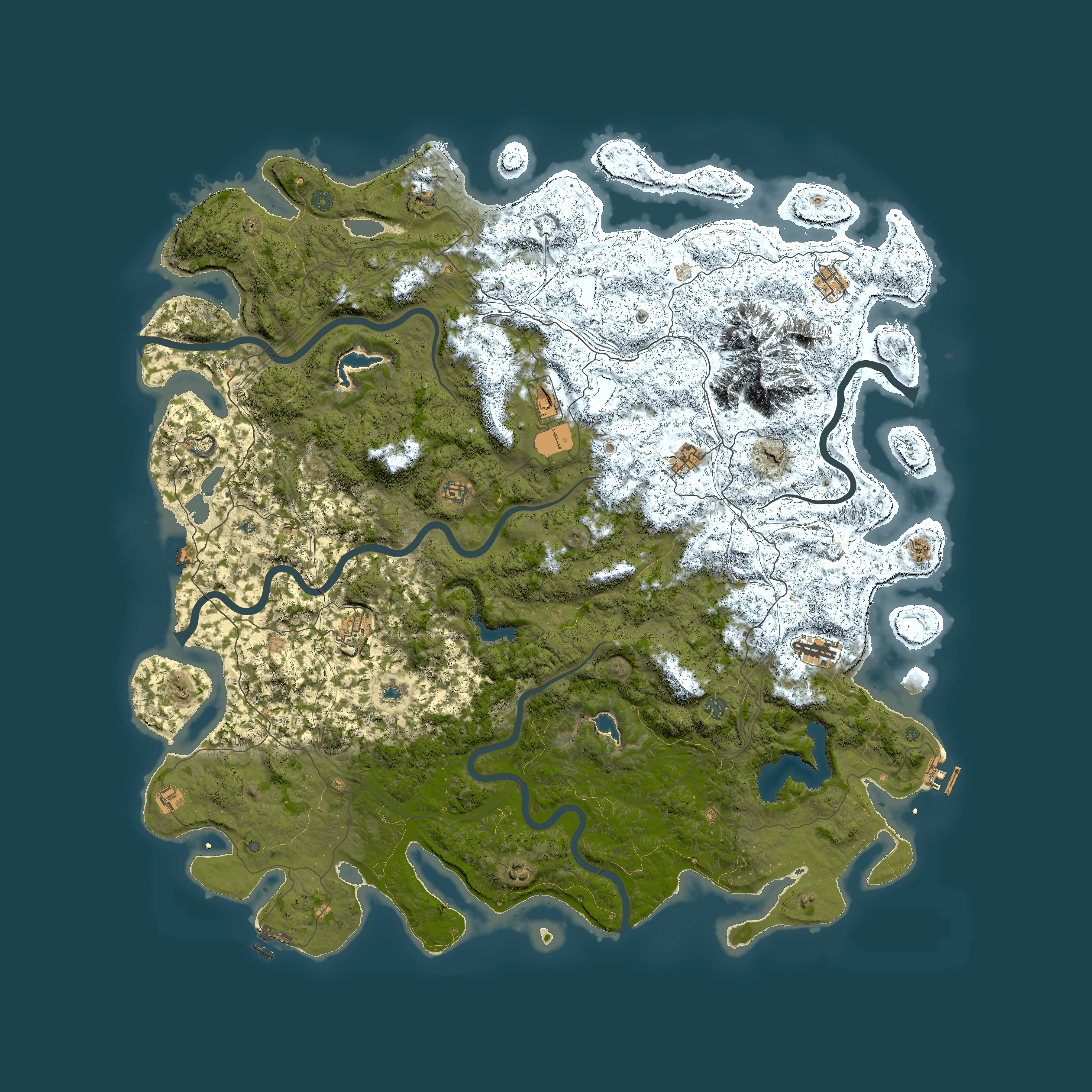 Full top-down render of Rust map seed 2047097154, 6000x6000m