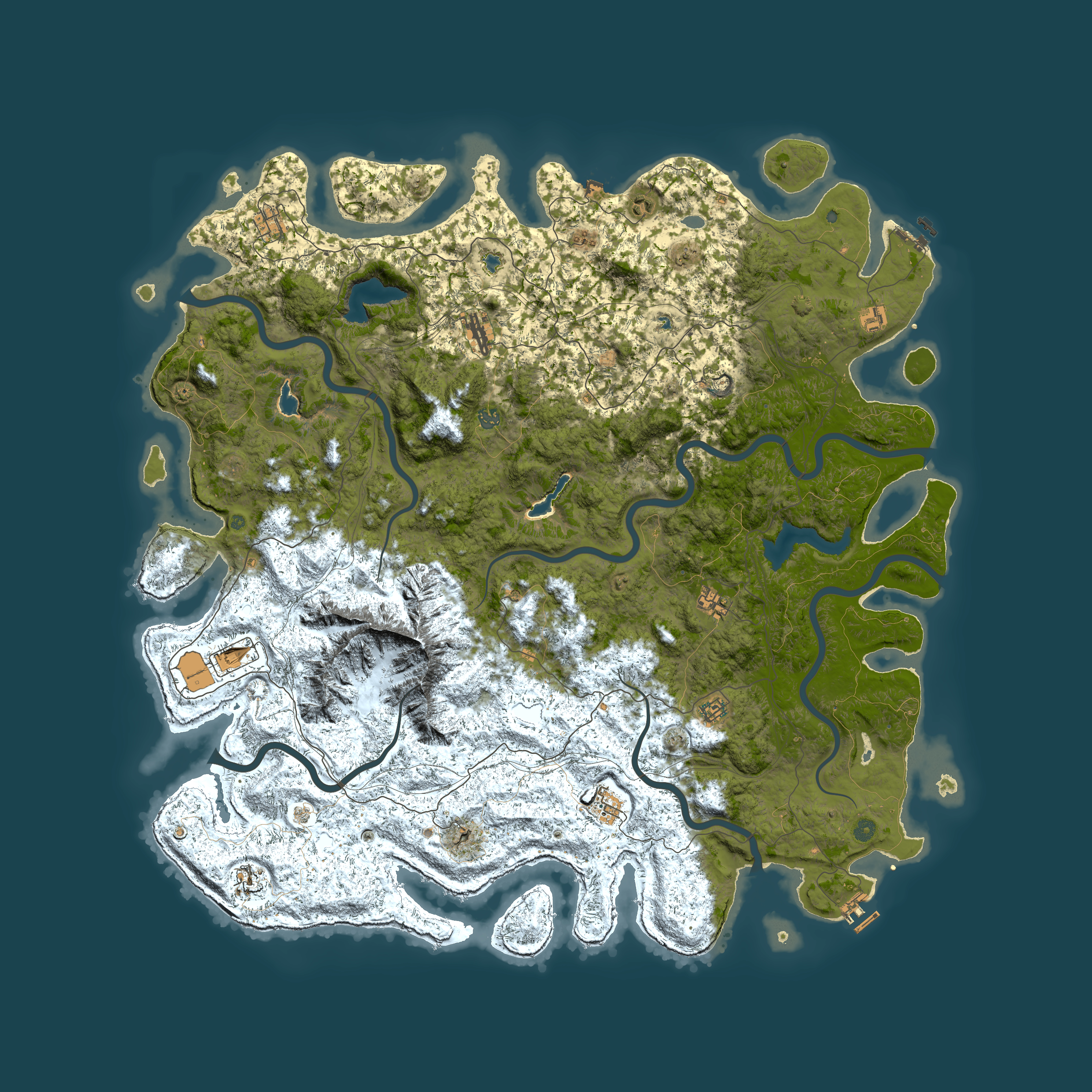 Full top-down render of Rust map seed 1118394861, 6000x6000m