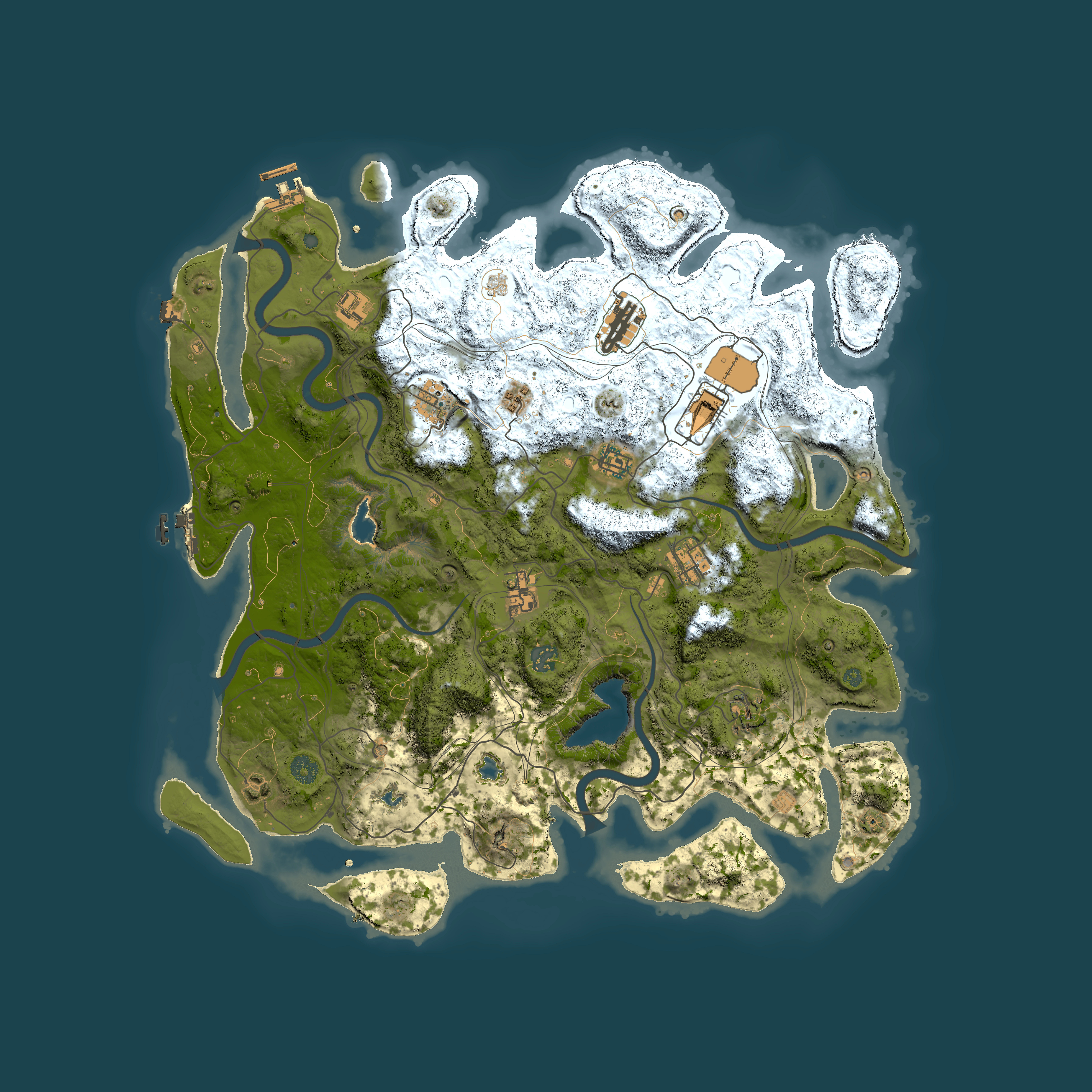 Full top-down render of Rust map seed 1936454161, 4500x4500m