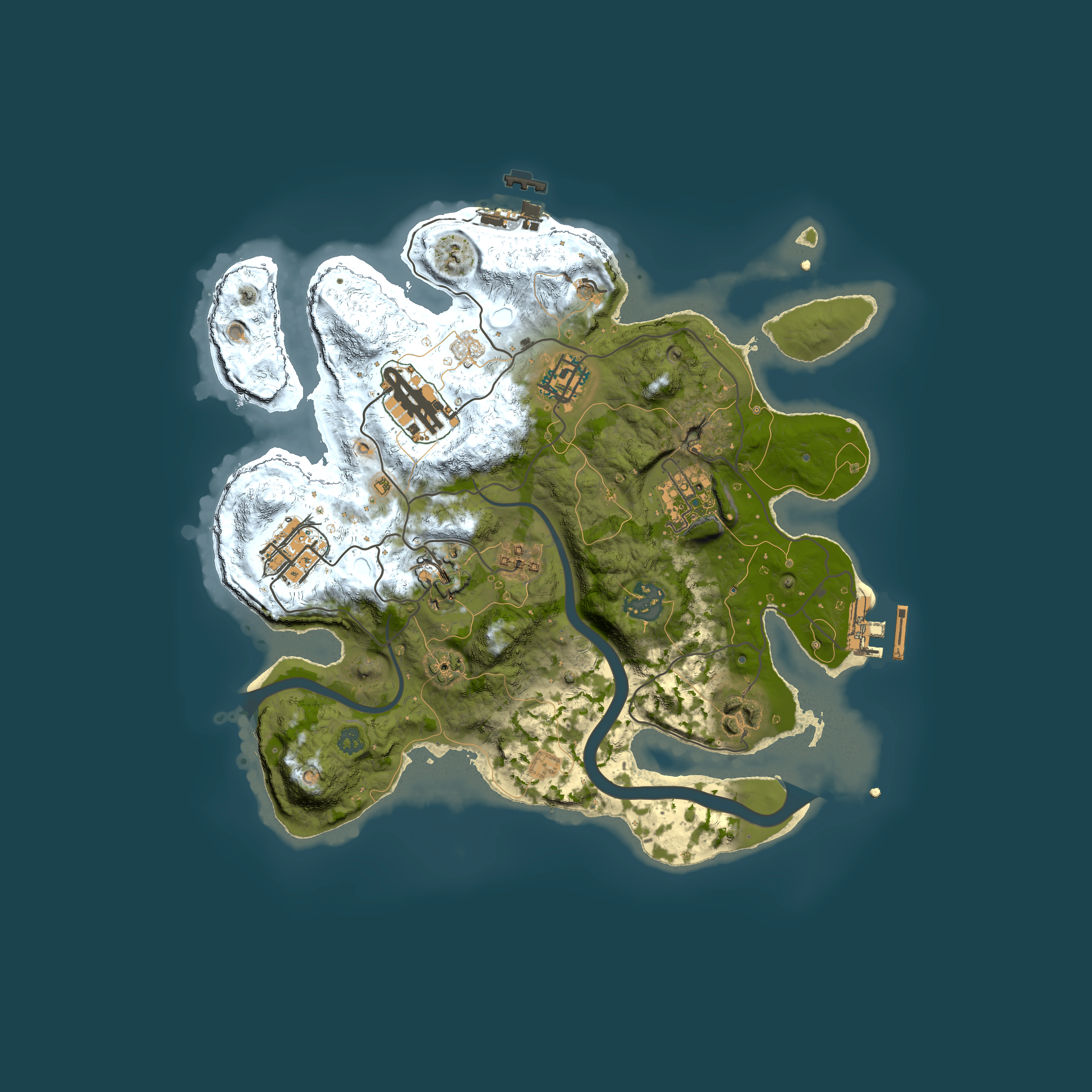 Full top-down render of Rust map seed 628832906, 3000x3000m