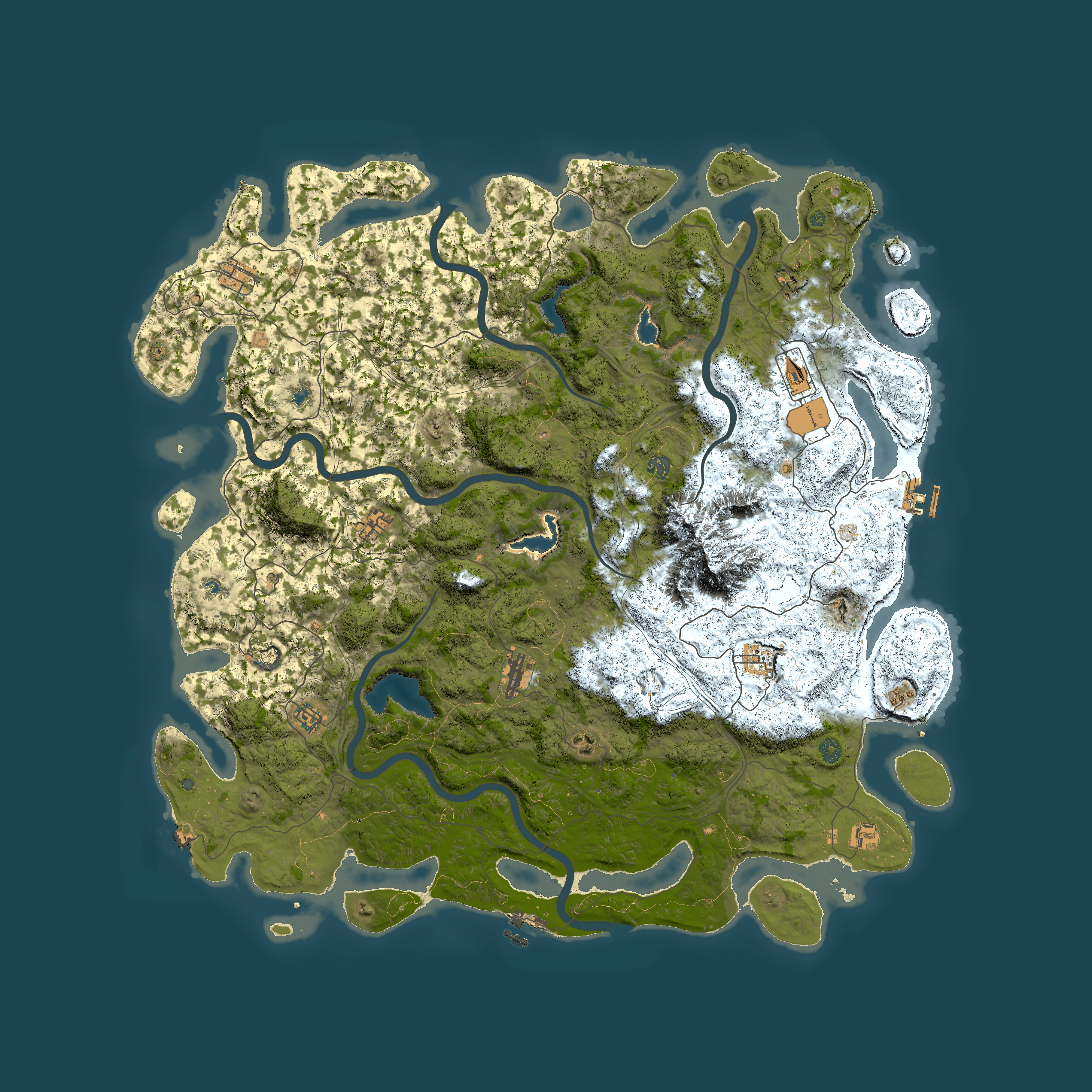 Full top-down render of Rust map seed 108532932, 5500x5500m