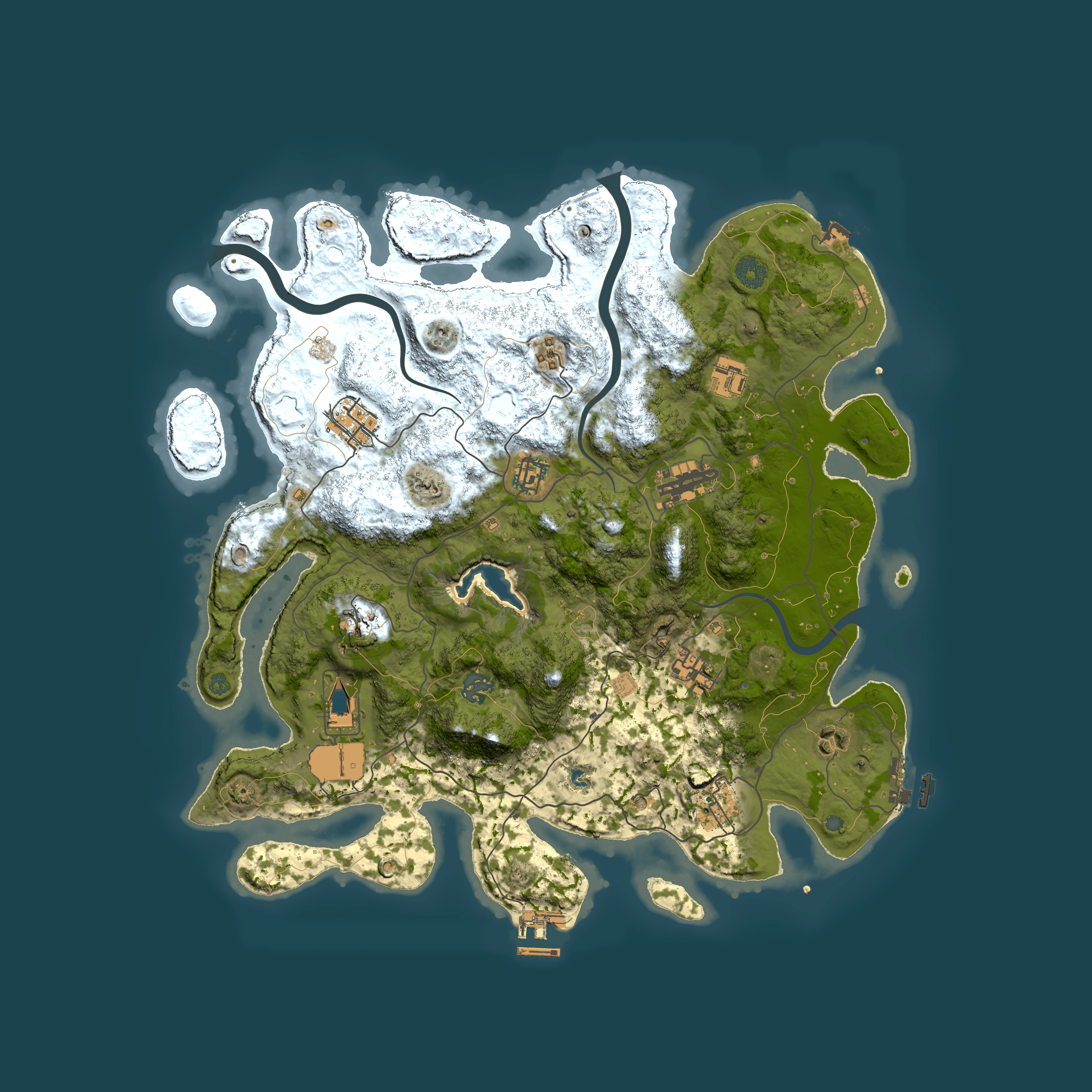 Full top-down render of Rust map seed 1022238596, 4000x4000m