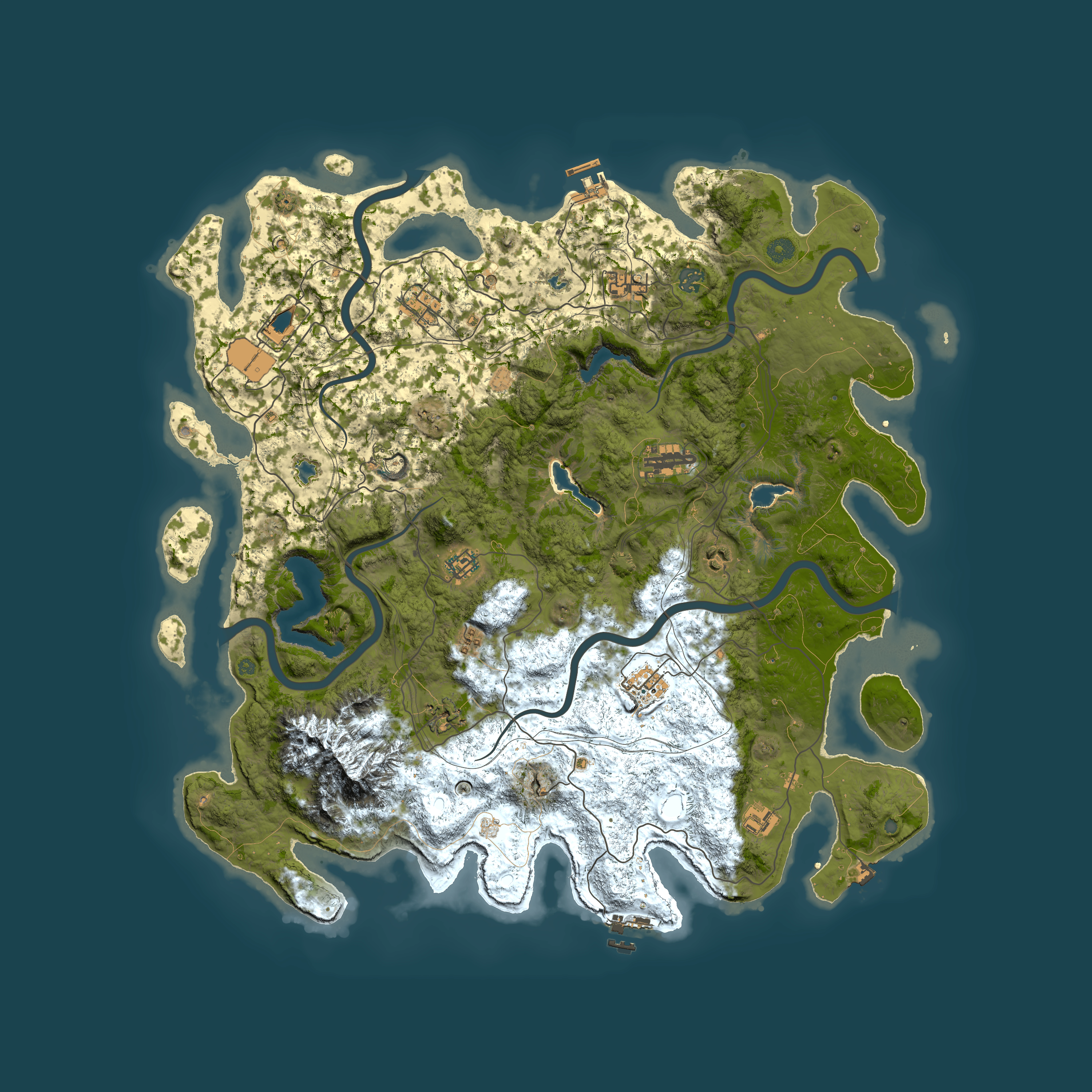 Full top-down render of Rust map seed 91713646, 5000x5000m