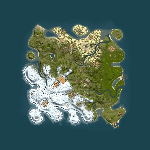 Rust map seed 142129389, 4000x4000m top-down preview