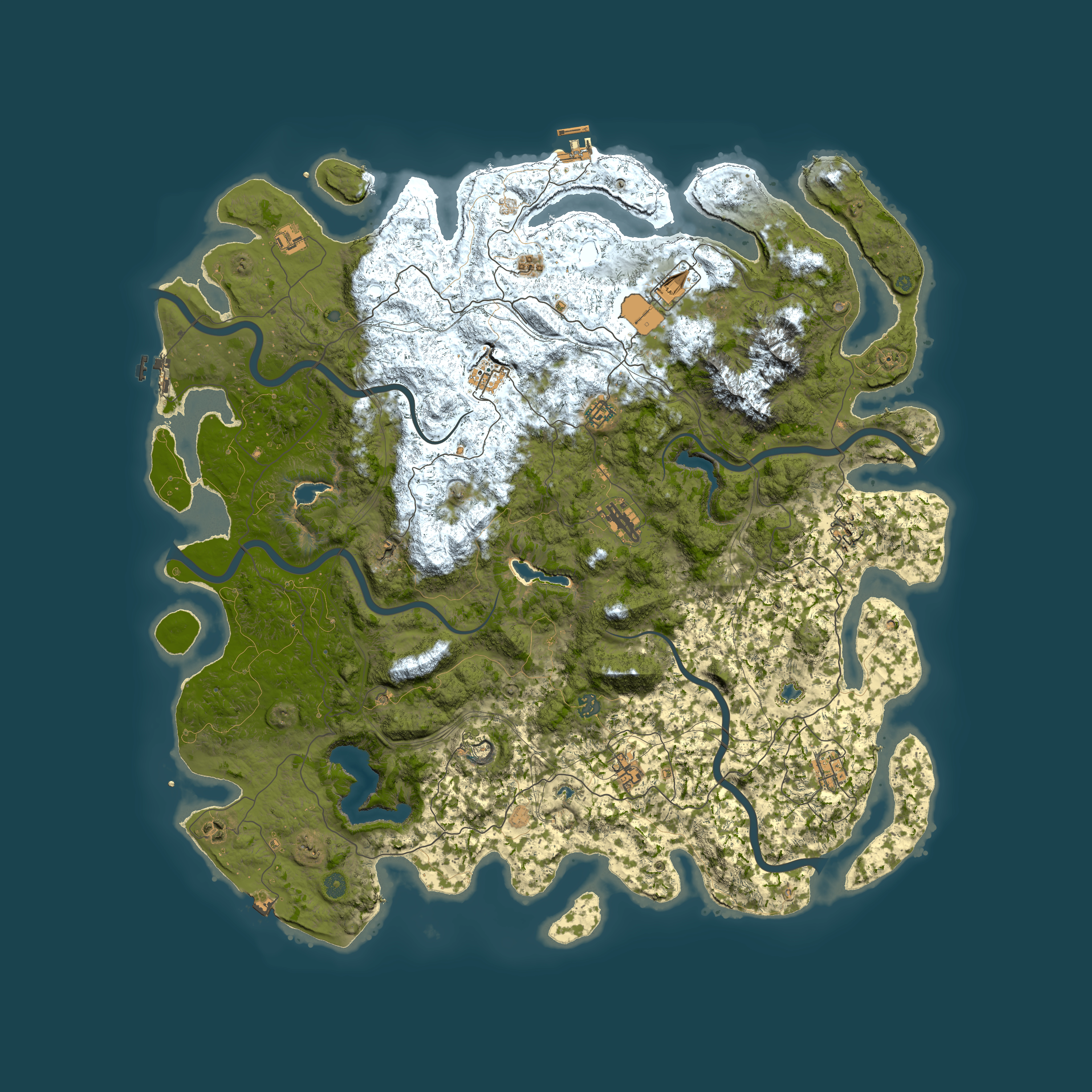 Full top-down render of Rust map seed 156465727, 5500x5500m